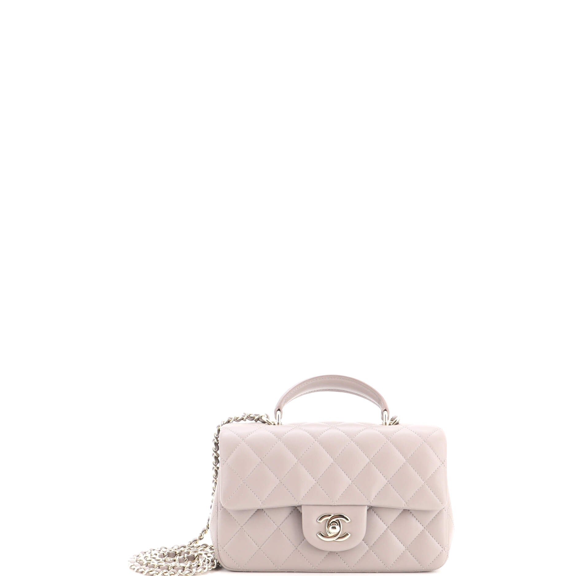 Classic Single Flap Top Handle Bag Quilted Lambskin Mini