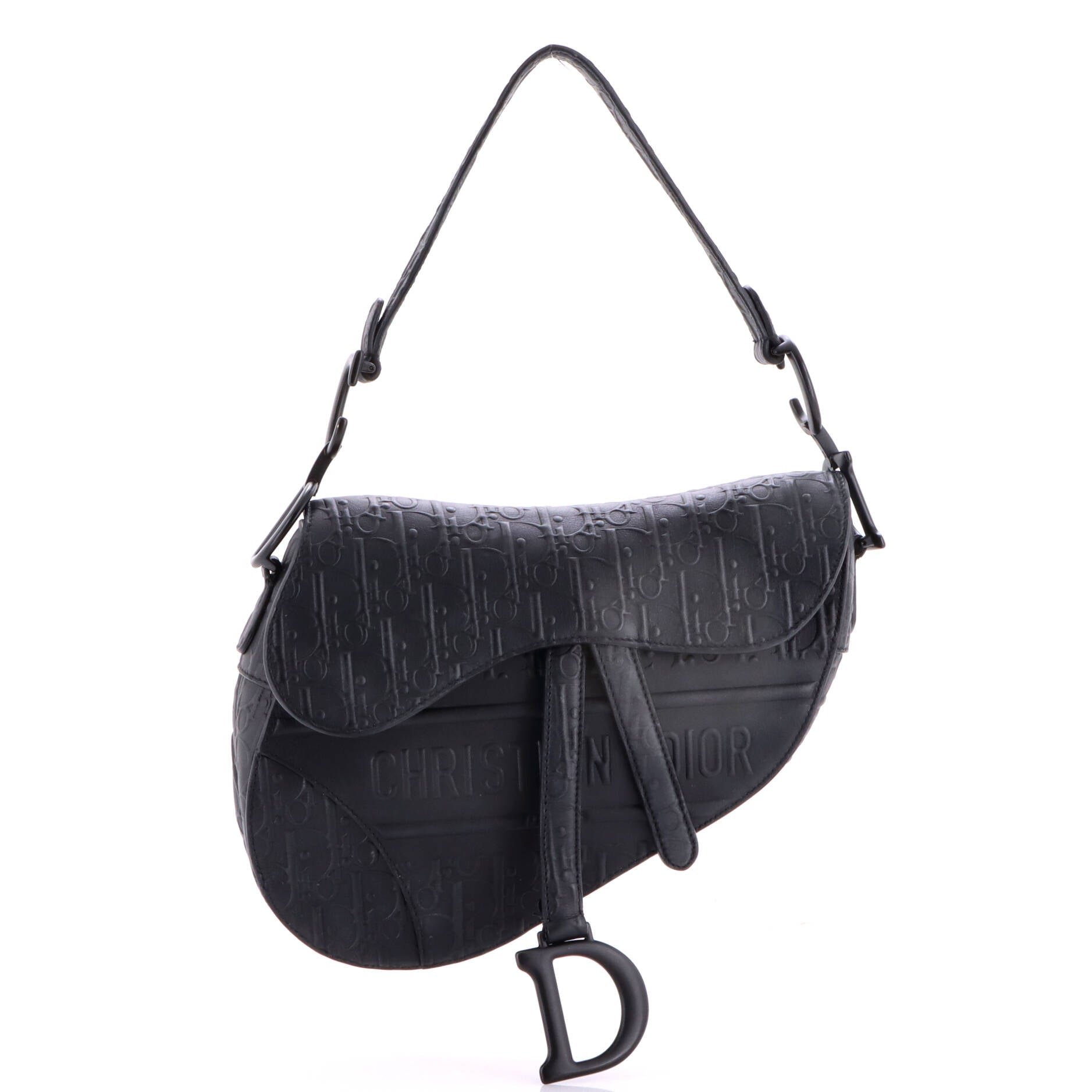 Saddle Handbag Oblique Embossed Calfskin Medium