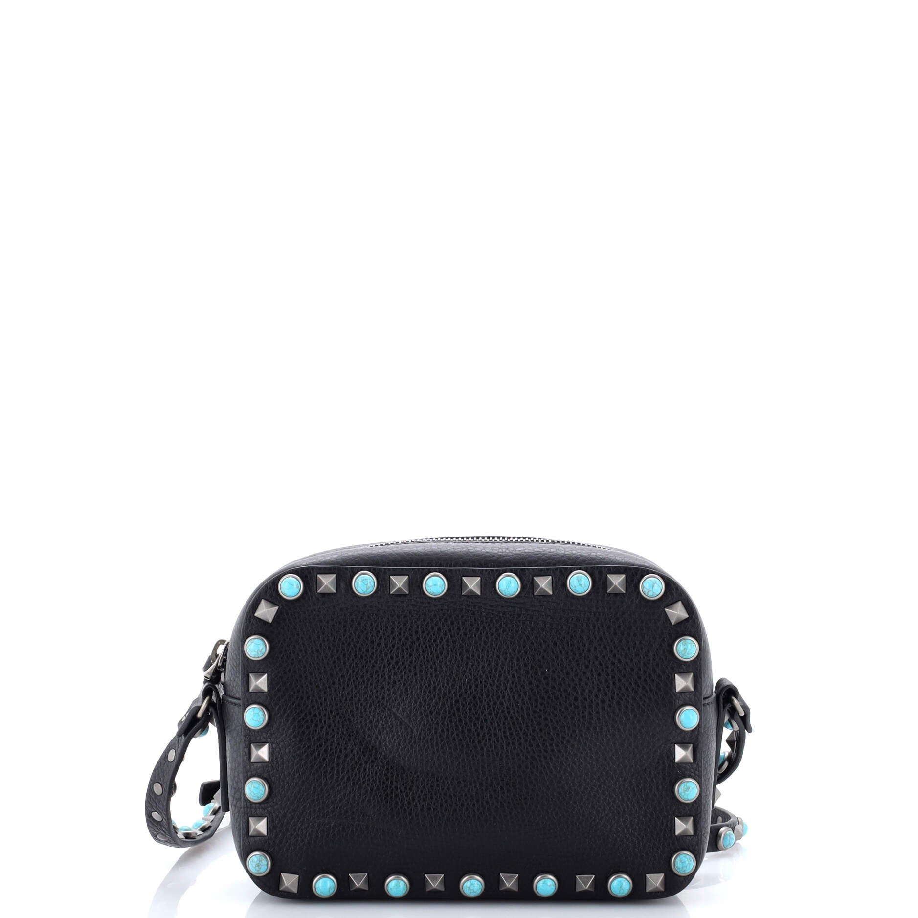 Valentino Garavani Rolling Rockstud Camera Crossbody Bag Leather with Cabochons