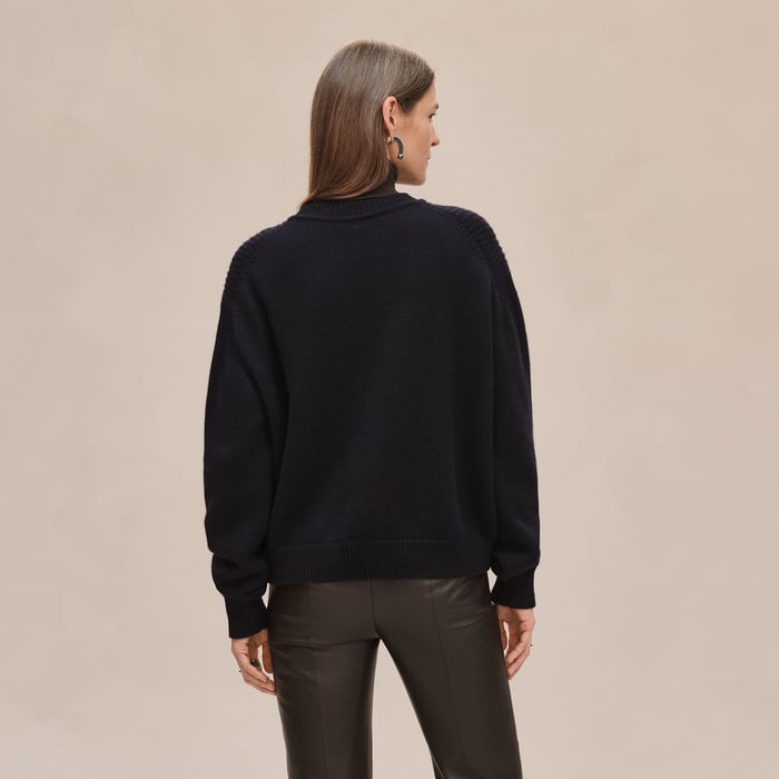 Bleu Noir Pull Manches Longues