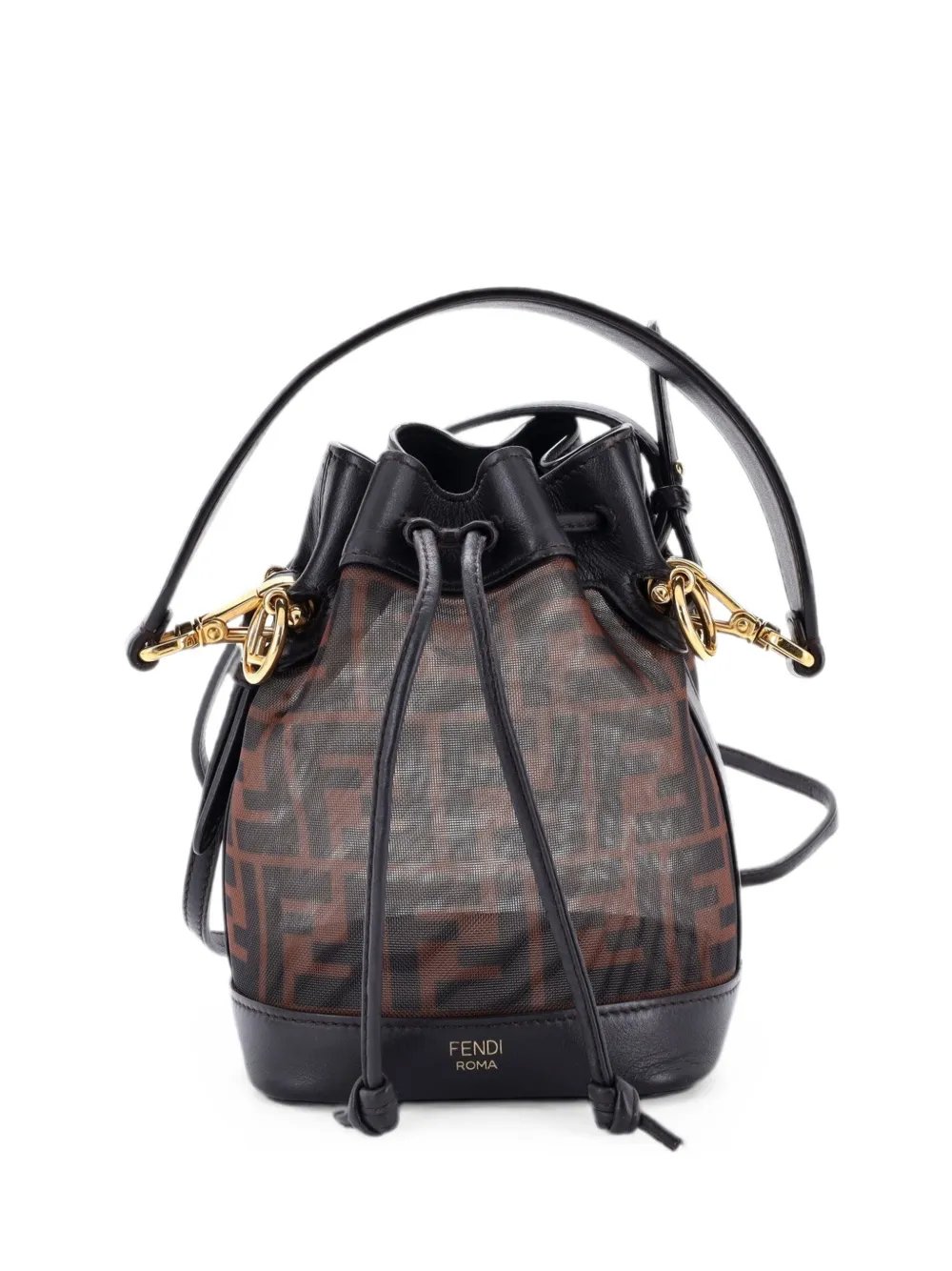 Mon Tresor Zucca Mesh with Leather Mini bucket bag