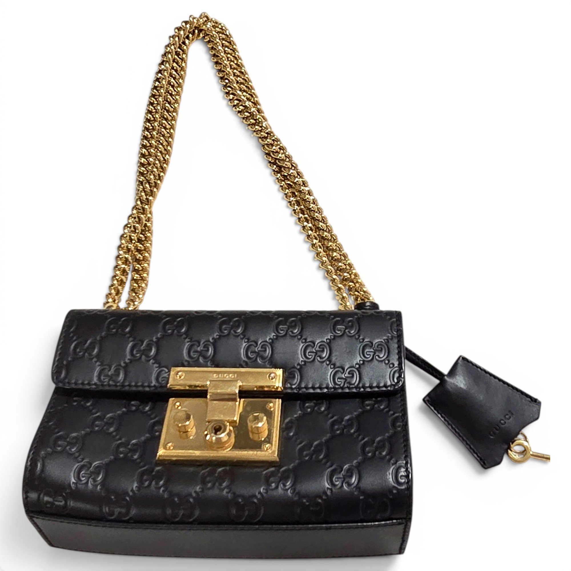 Padlock leather handbag