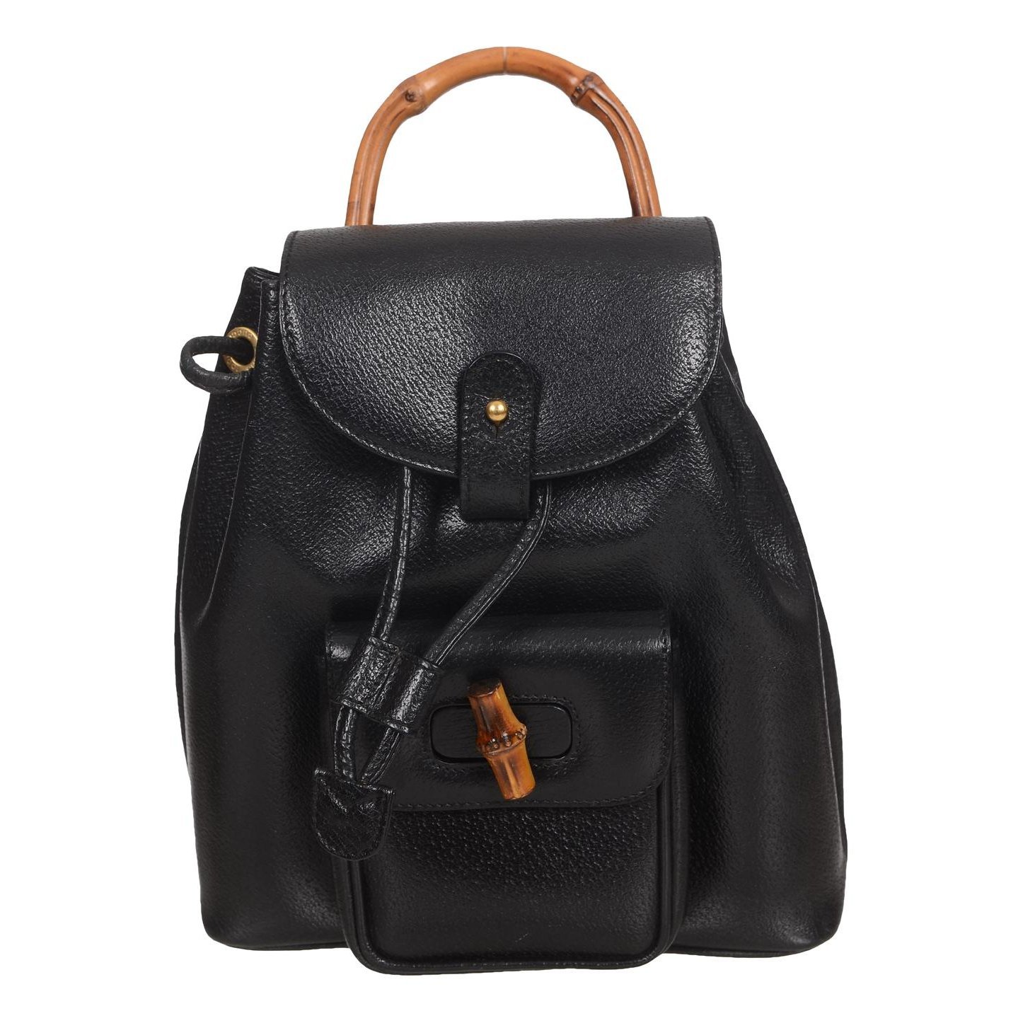 Bamboo Tassel Oval leather backpack