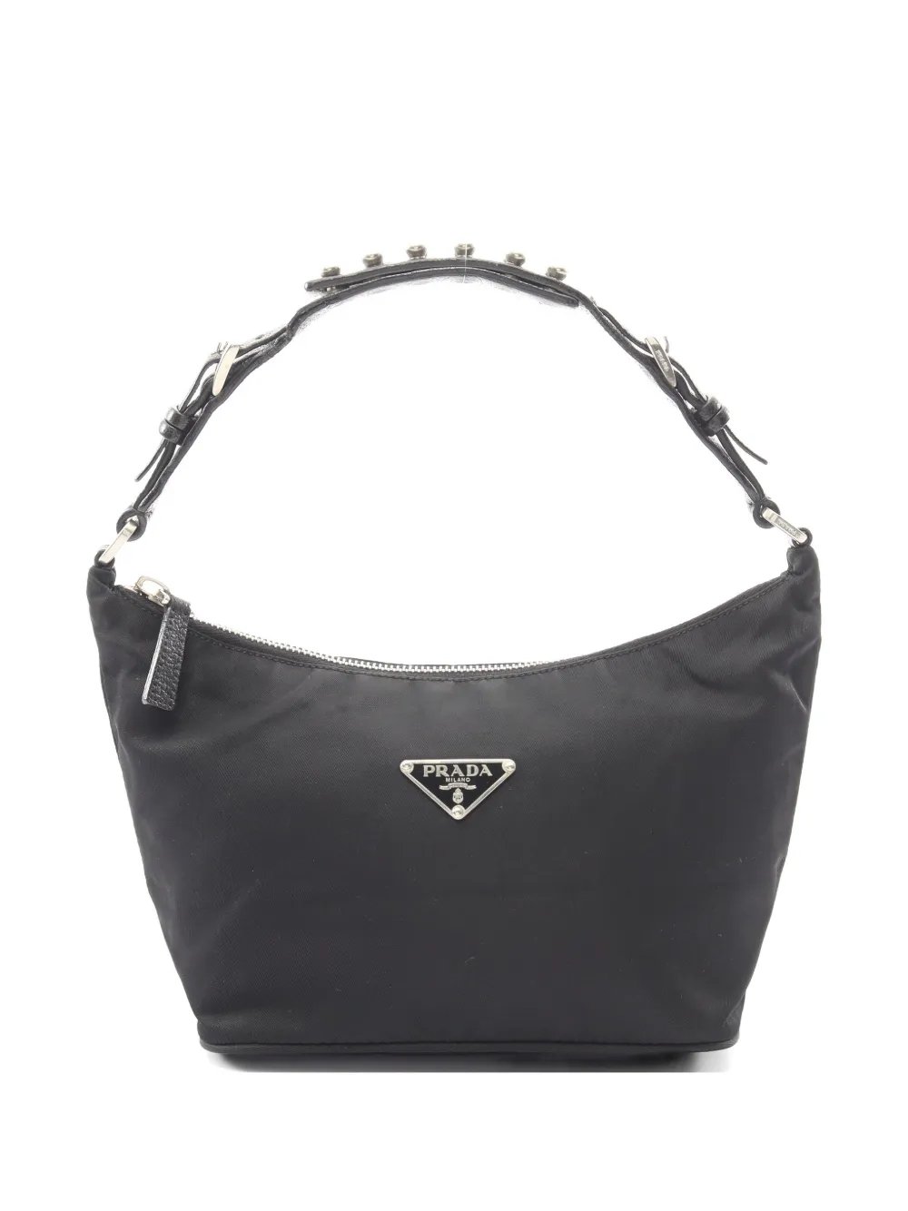triangle logo studded shoulder bag
