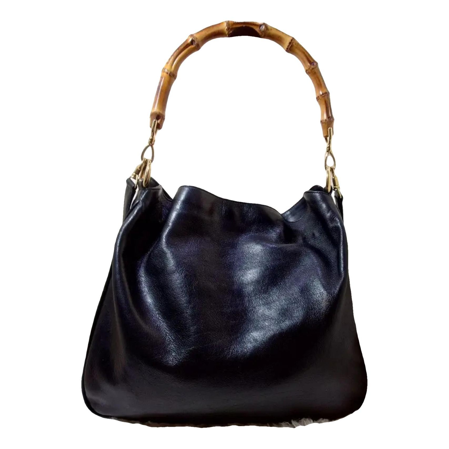 Bamboo Top Handle leather handbag