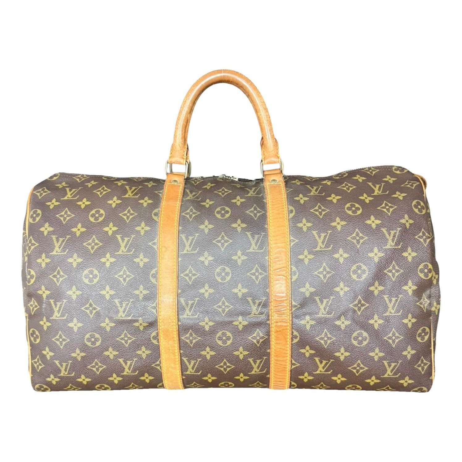 Louis Vuitton Keepall leather travel bag