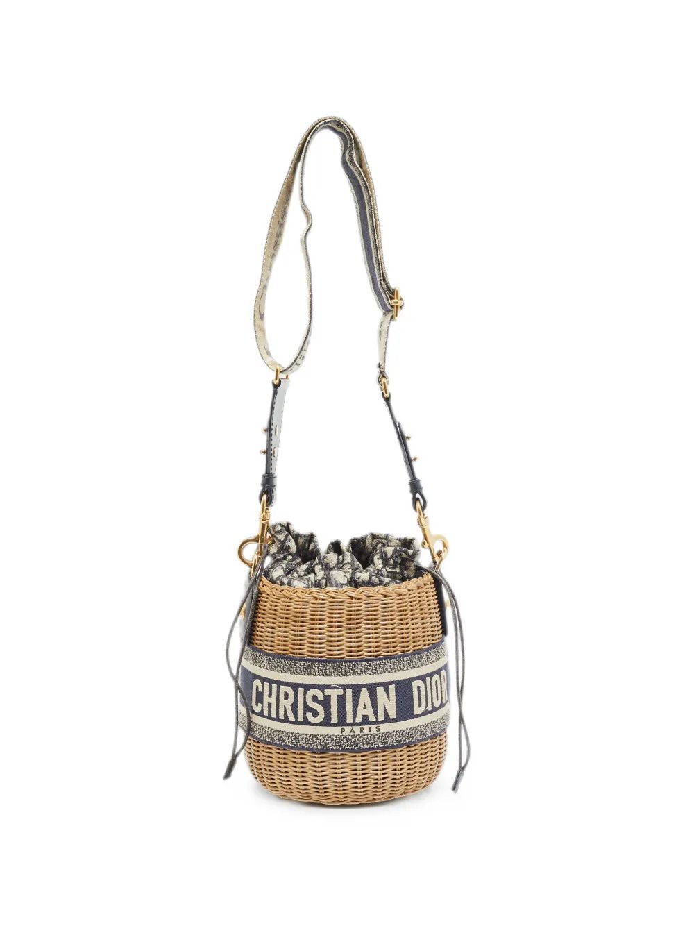 2020 Oblique canvas wicker bucket bag