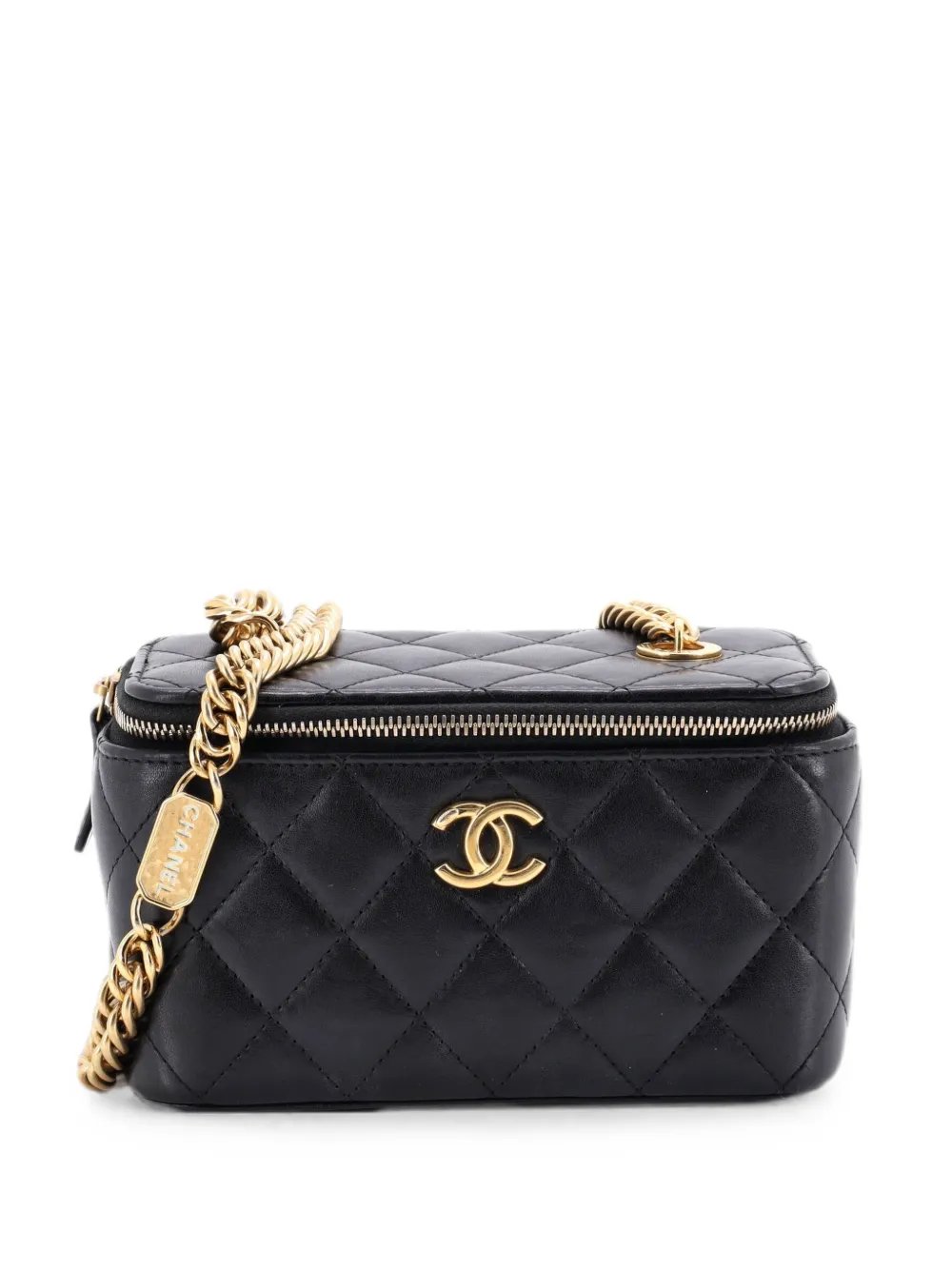 Coco Enamel Strap Vanity Case with Chain Quilted Lambskin Small crossbody bag
