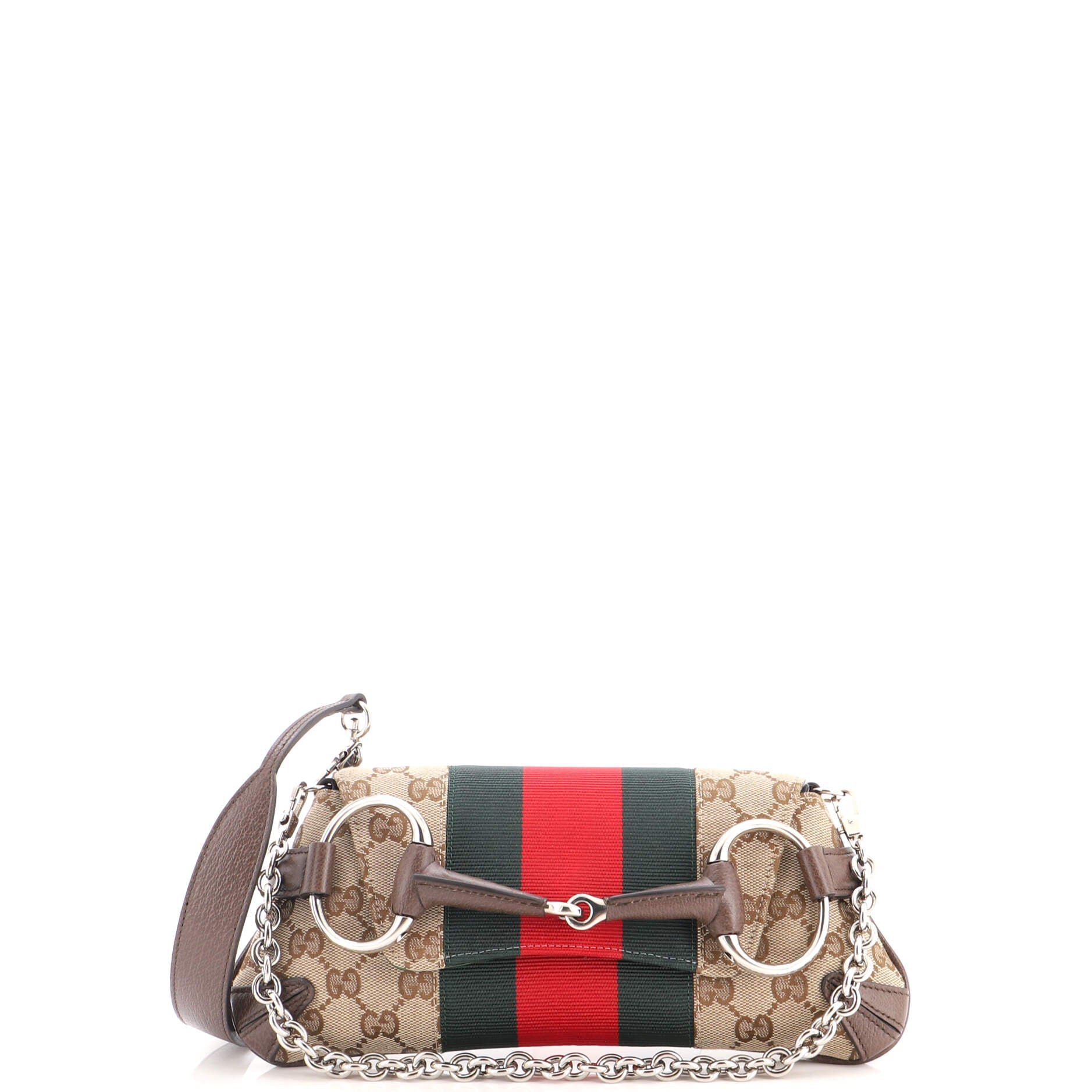 Horsebit NM Web Chain Clutch GG Canvas Small