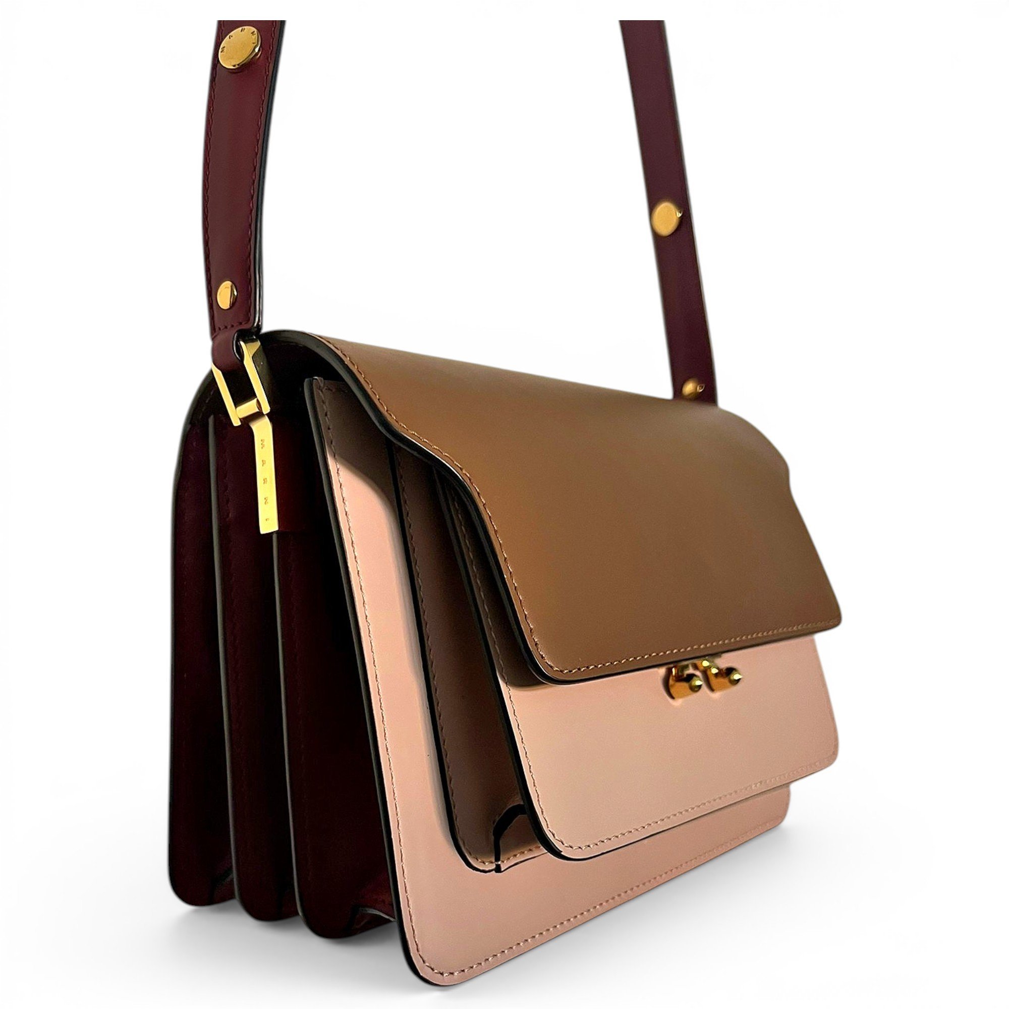 Trunk leather crossbody bag