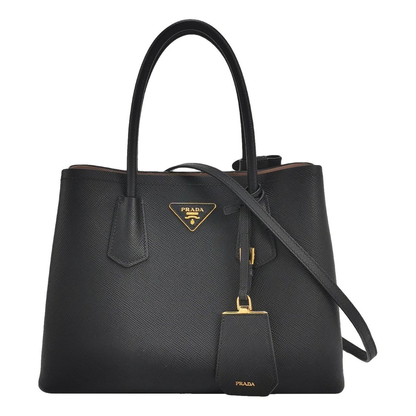 Double leather handbag