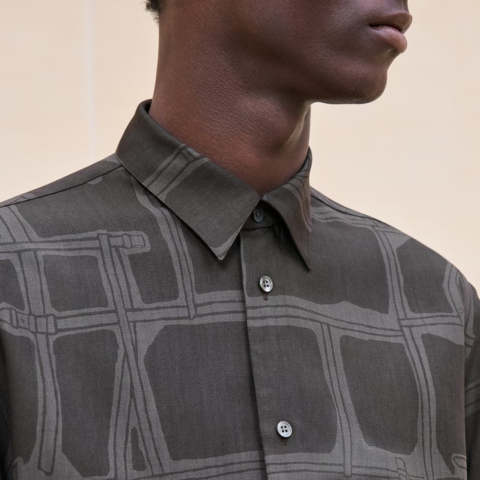 Anthracite "Harnais En Gouache Flanelle" Sporty Fit Shirt
