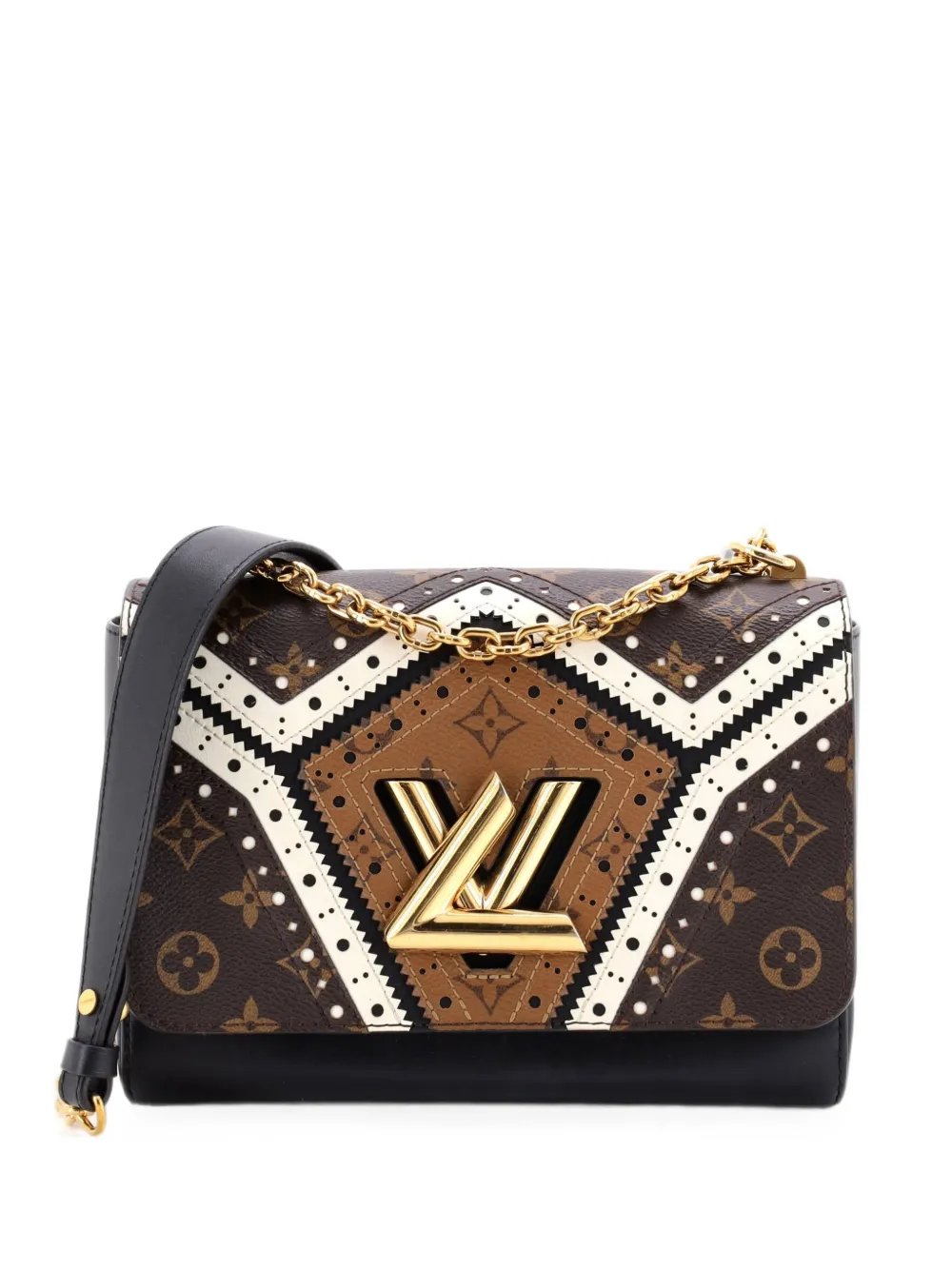 Twist Handbag Limited Edition Brogue Reverse Monogram Canvas and Leather MM shoulder bag