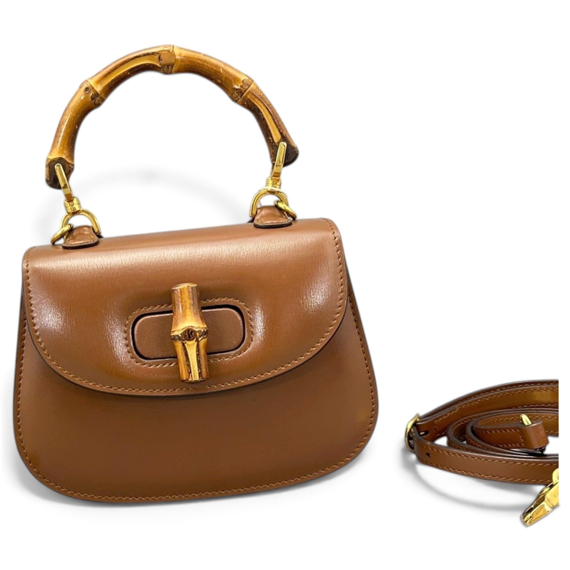 Convertible Bamboo Top Handle leather handbag