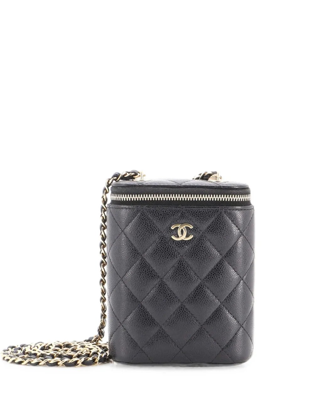 Vertical Classic Vanity Case with Chain Quilted Caviar Small shoulder bag