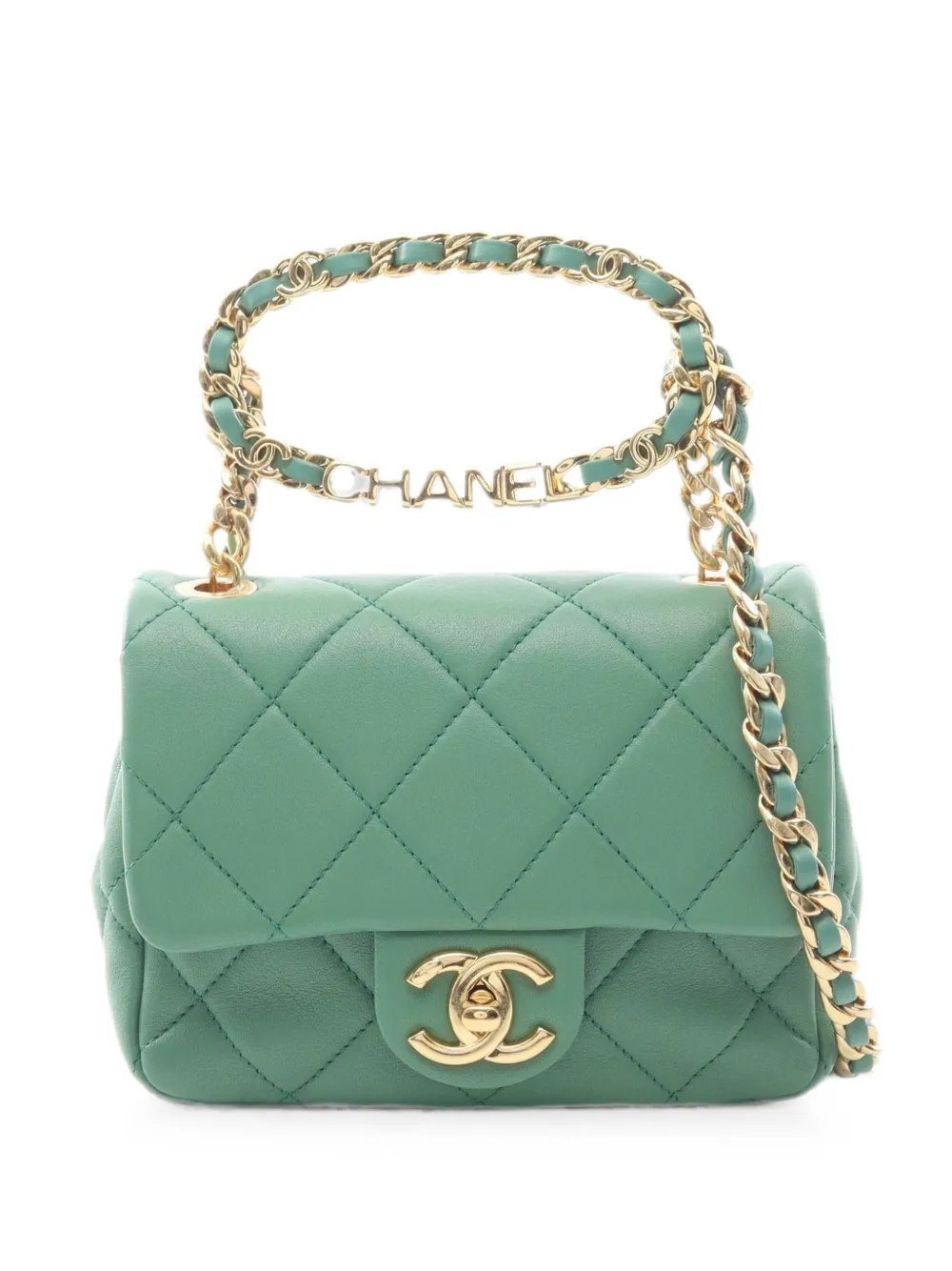 Matelassé top handle bag
