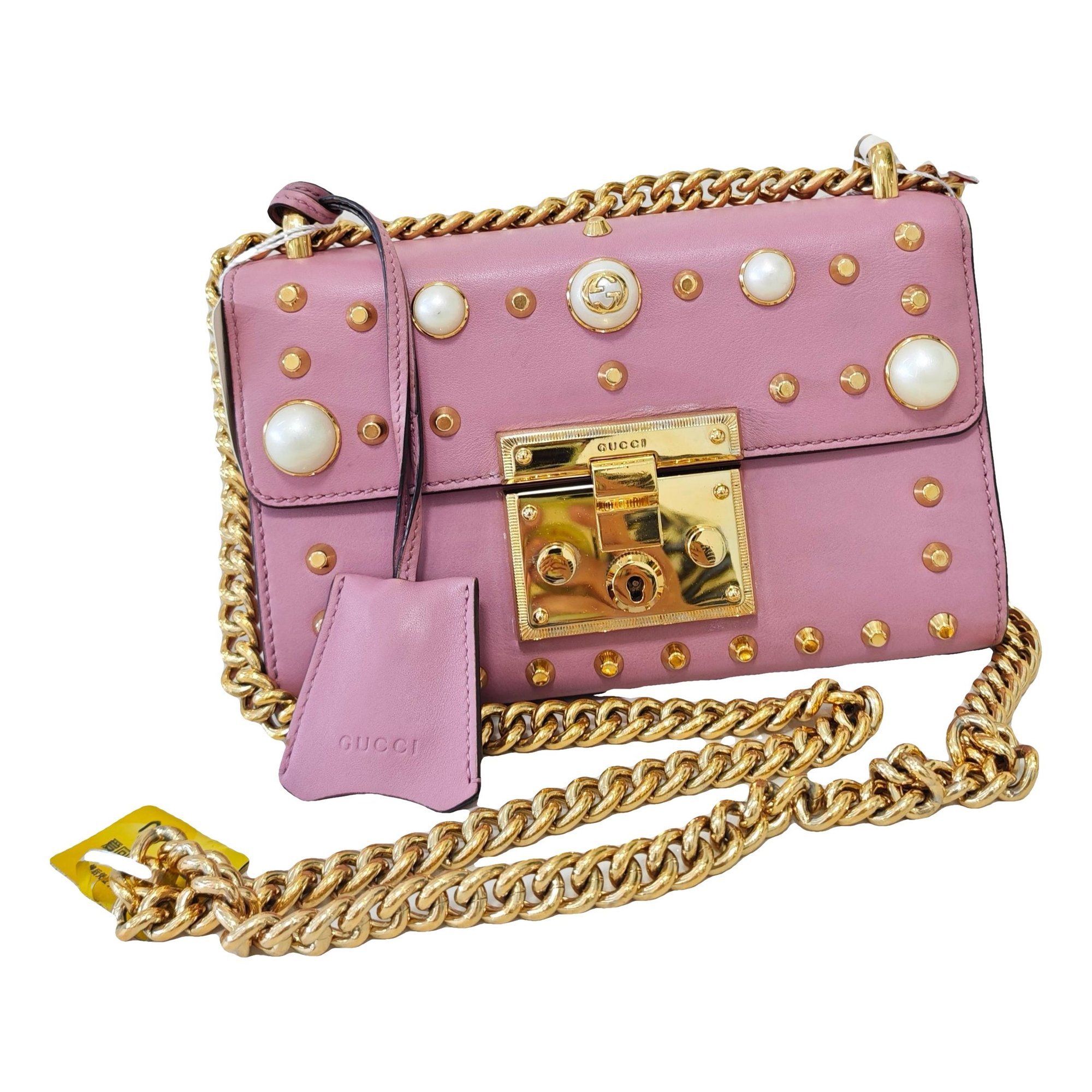 Padlock leather handbag