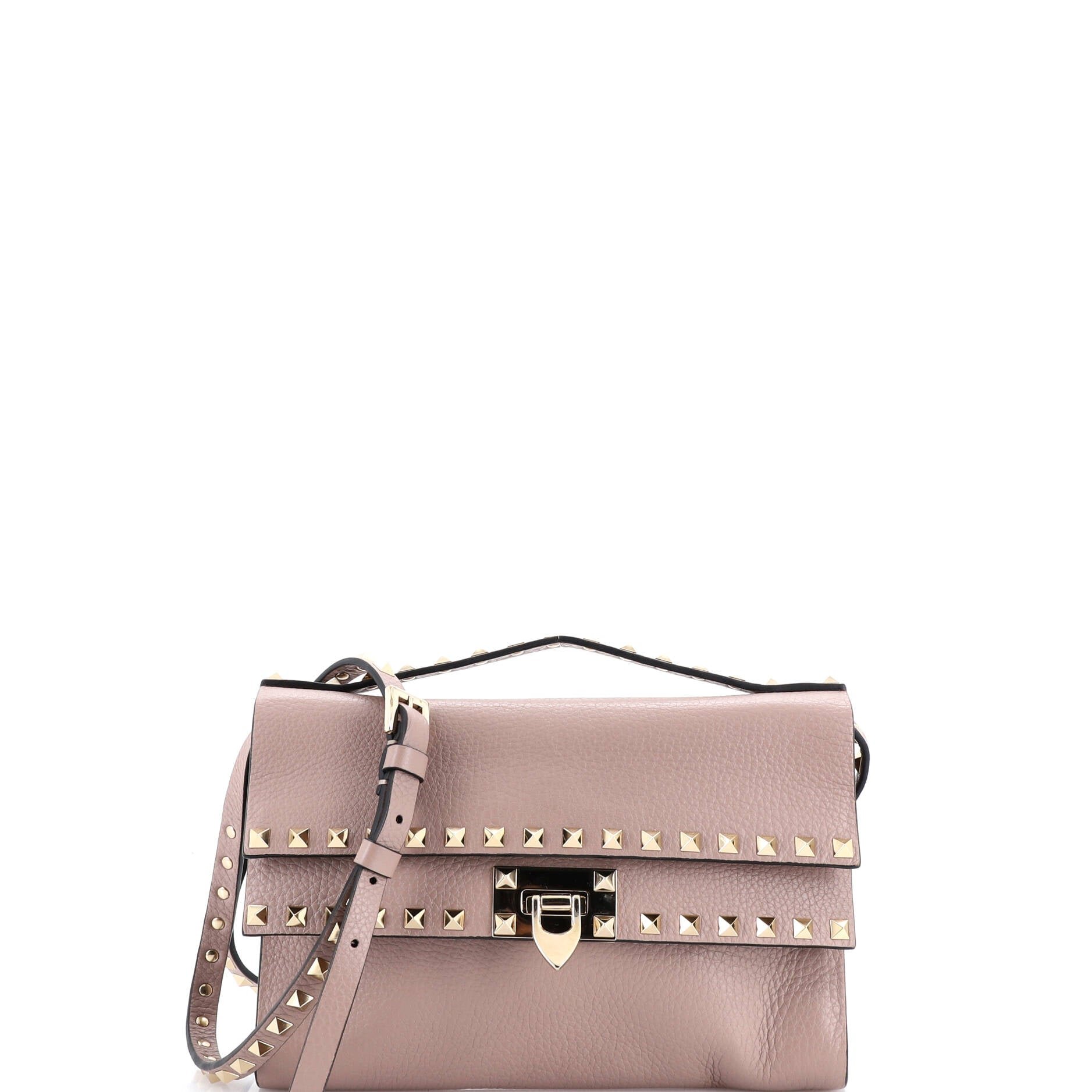 Valentino Garavani Rockstud Flip Lock Double Flap Crossbody Bag Leather Small
