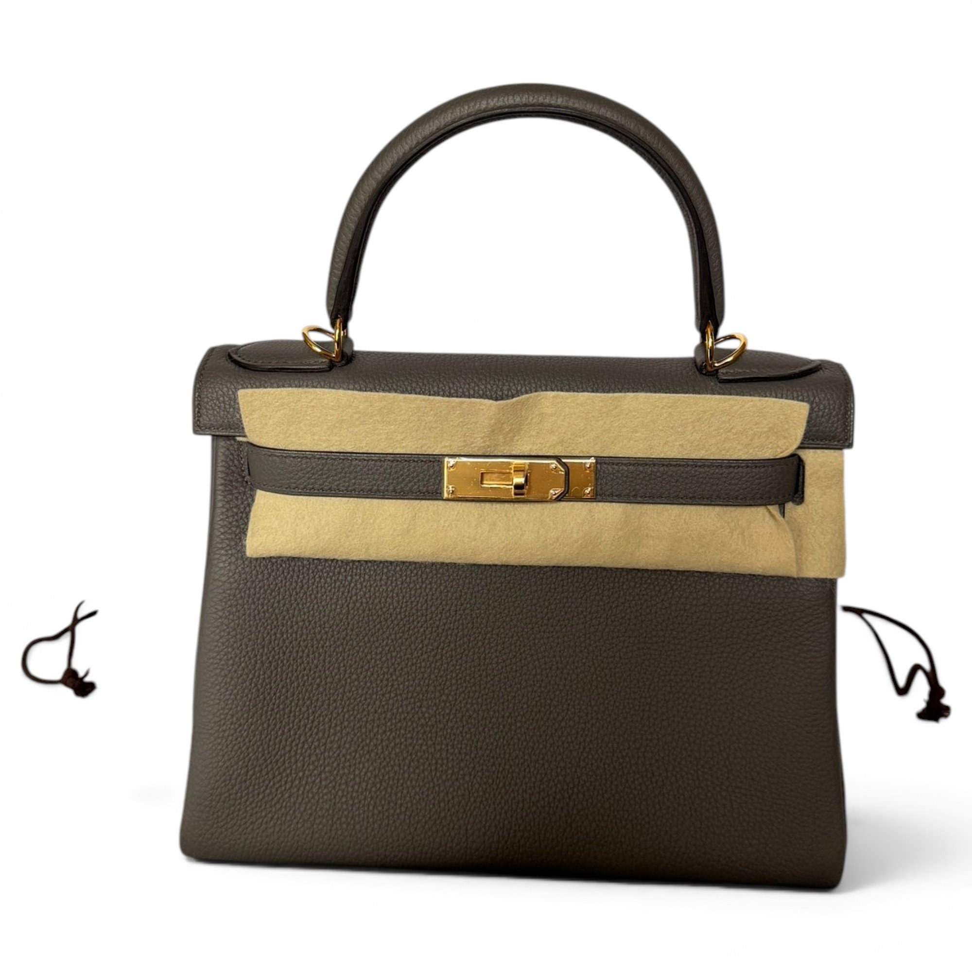 Hermes Kelly 28 Handbag Etoupe Togo Leather