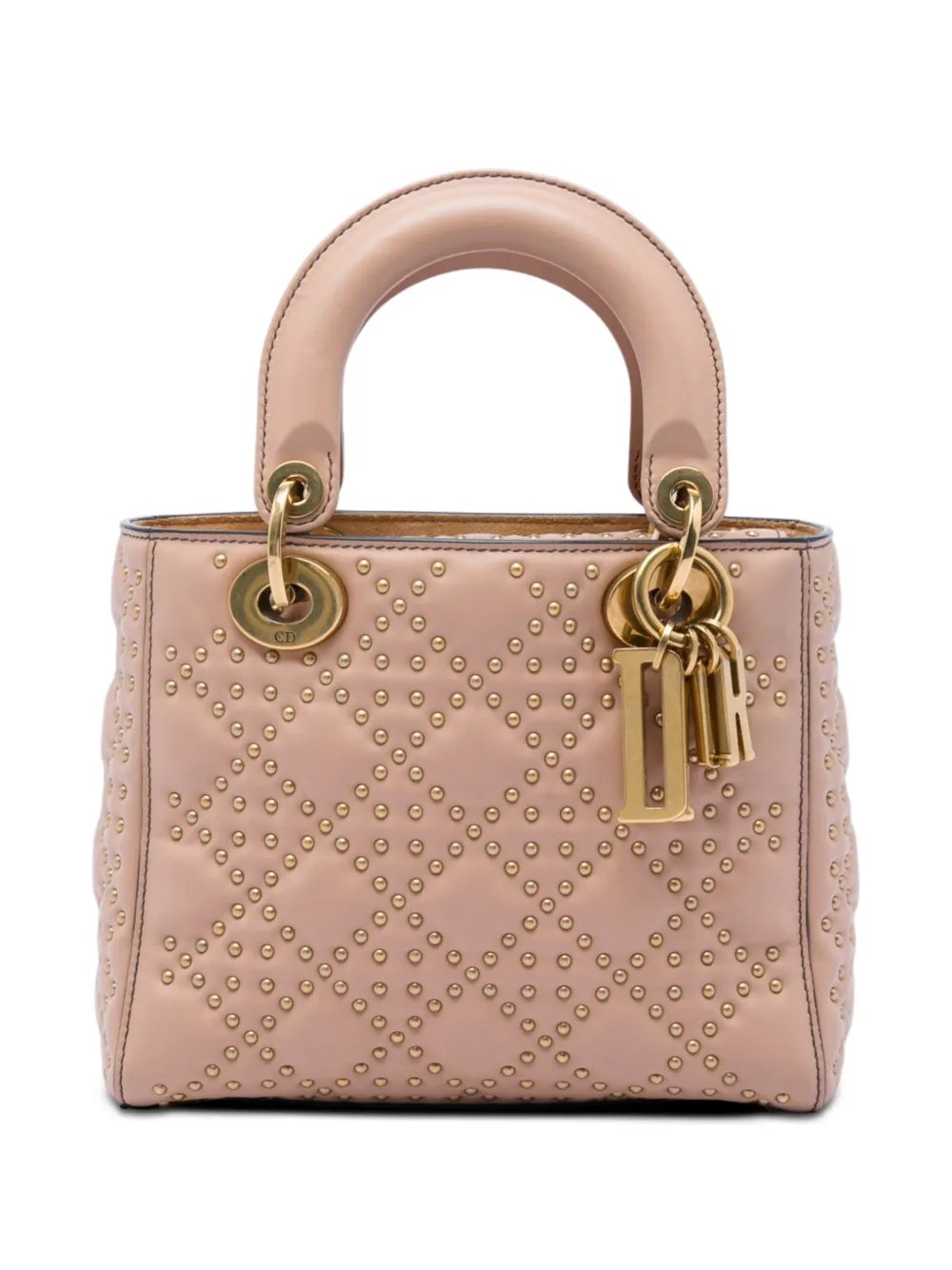 2017 Small Lambskin Cannage Studded Supple Lady Dior satchel