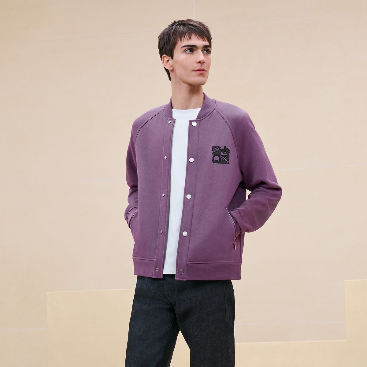 Bruyère "Metallerie Au Carre" Varsity Jacket With Leather Detail