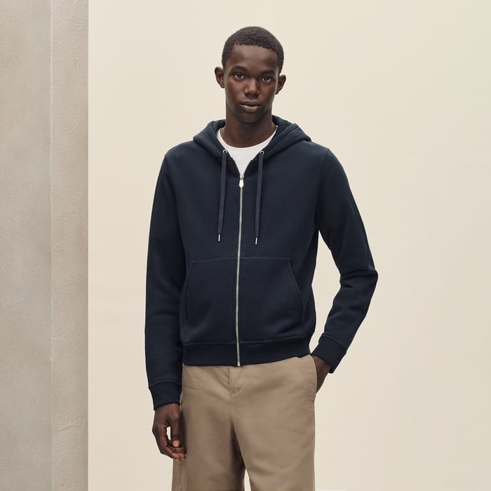 Marine "Ex-libris" Zipped Hooded Sweater