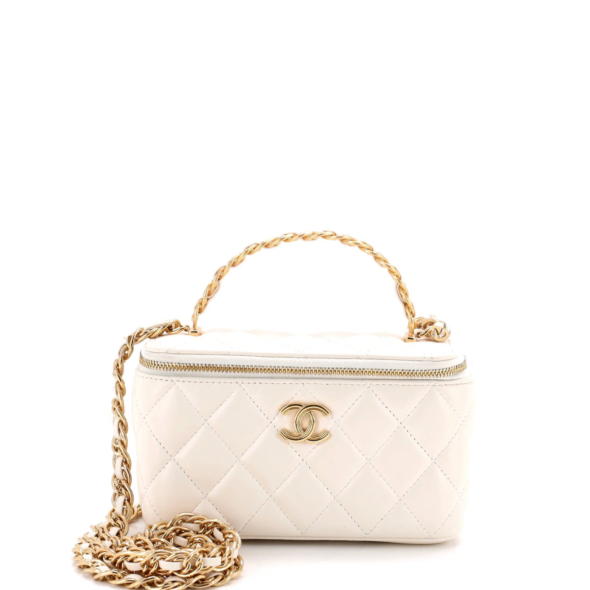 Golden Links Vanity Case with Chain Quilted Lambskin Small