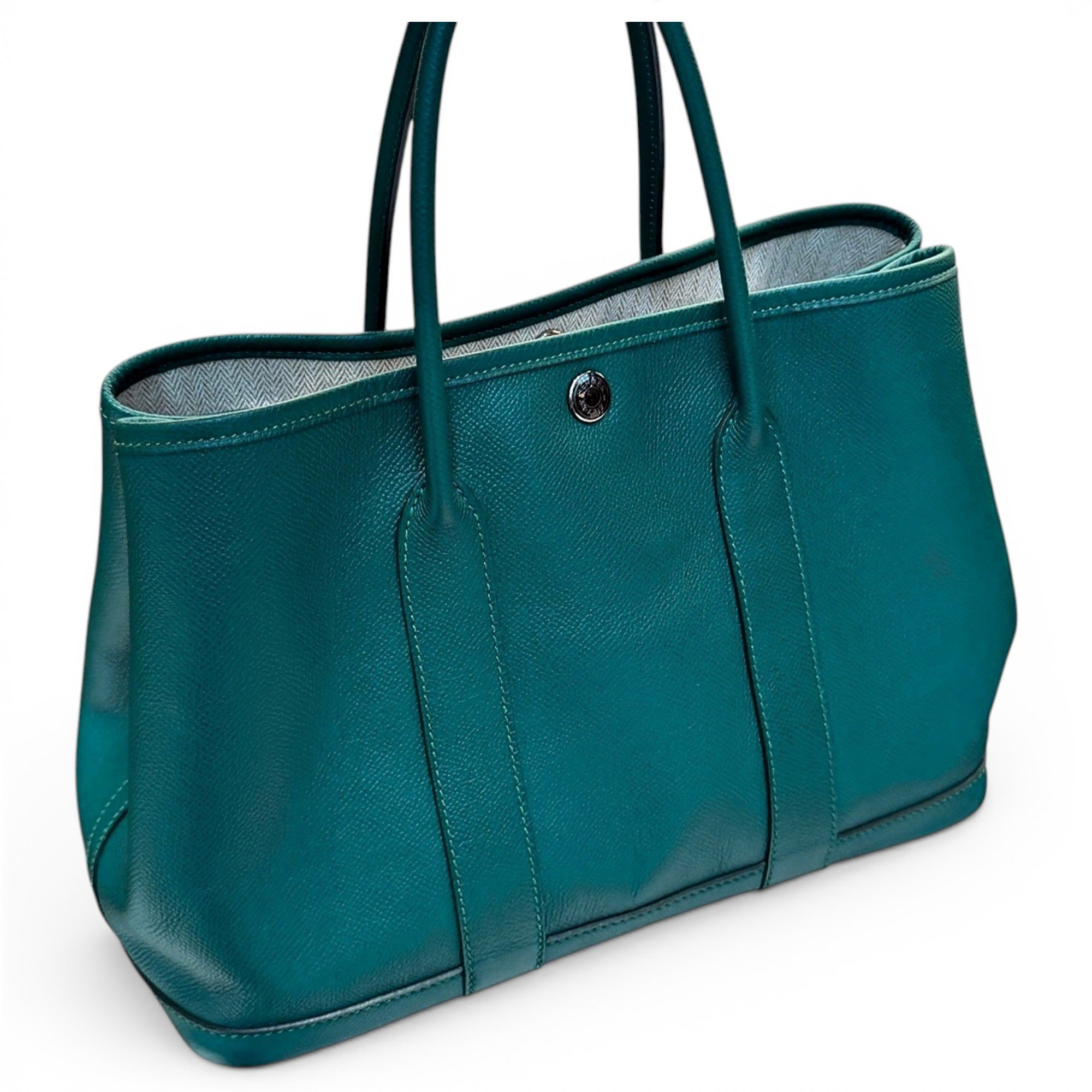 Hermes Garden Party Handbag Malachite Epsom Leather