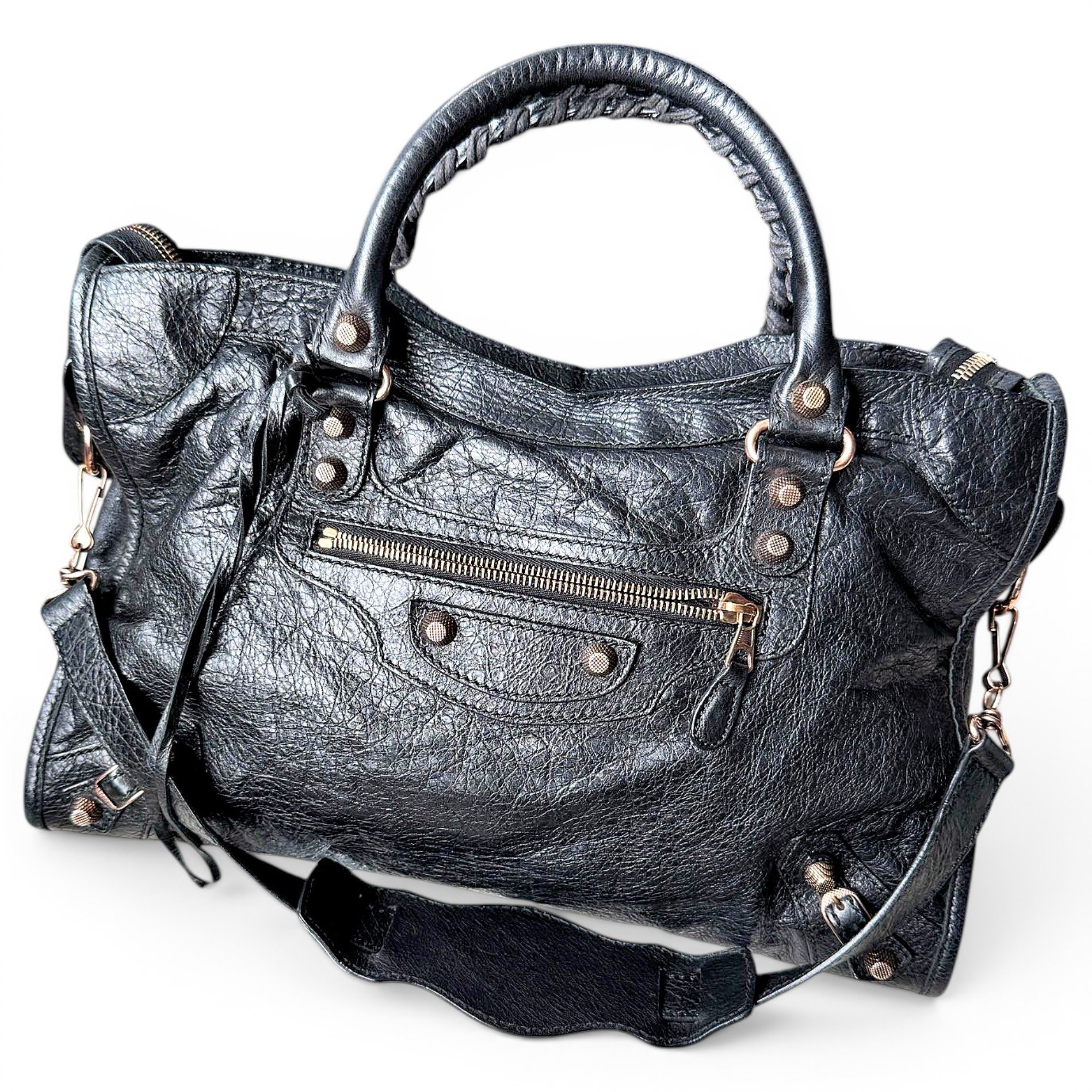 City leather handbag
