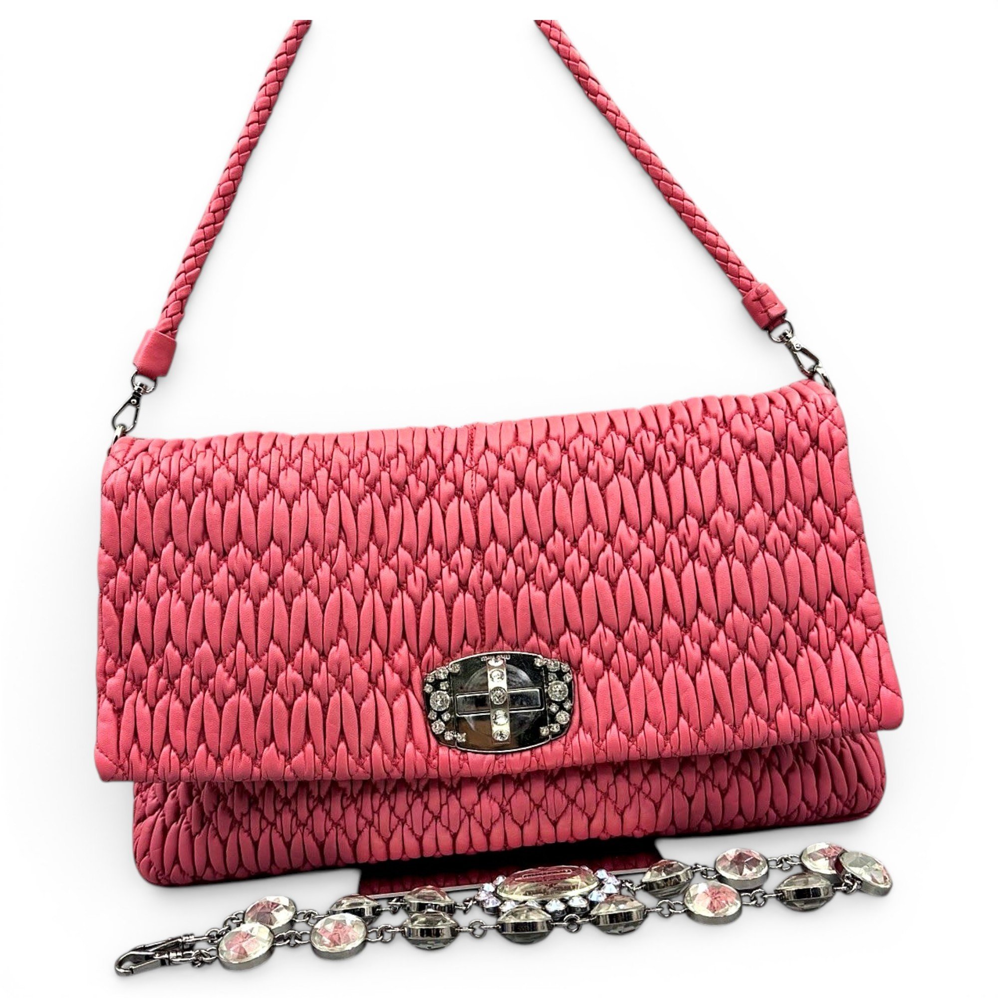 Miu Crystal leather handbag