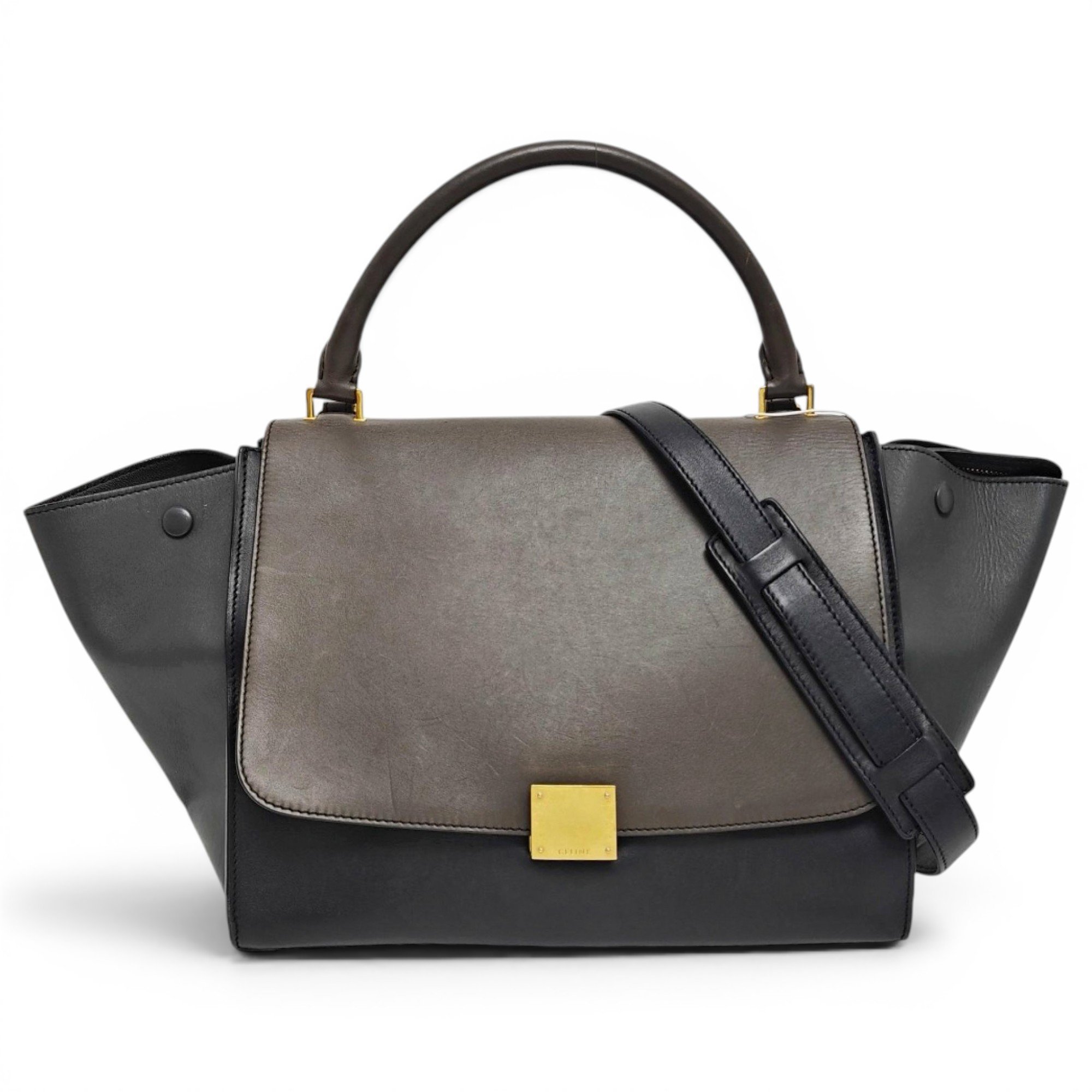 Trapèze leather handbag