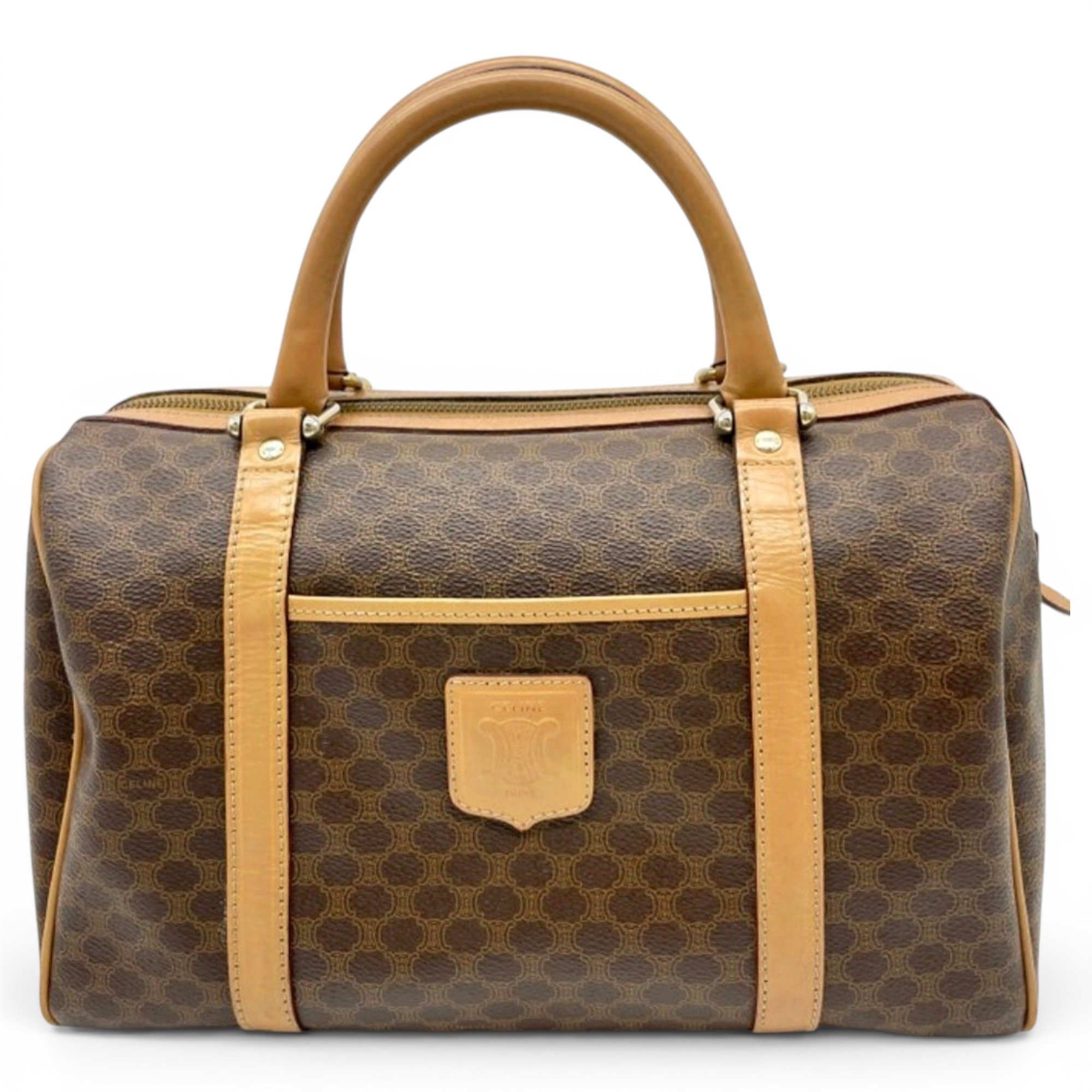 Clasp leather handbag