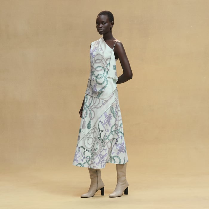Vert Embrun "Palefroi Remix" Draped Asymmetric Sleeveless Blouse