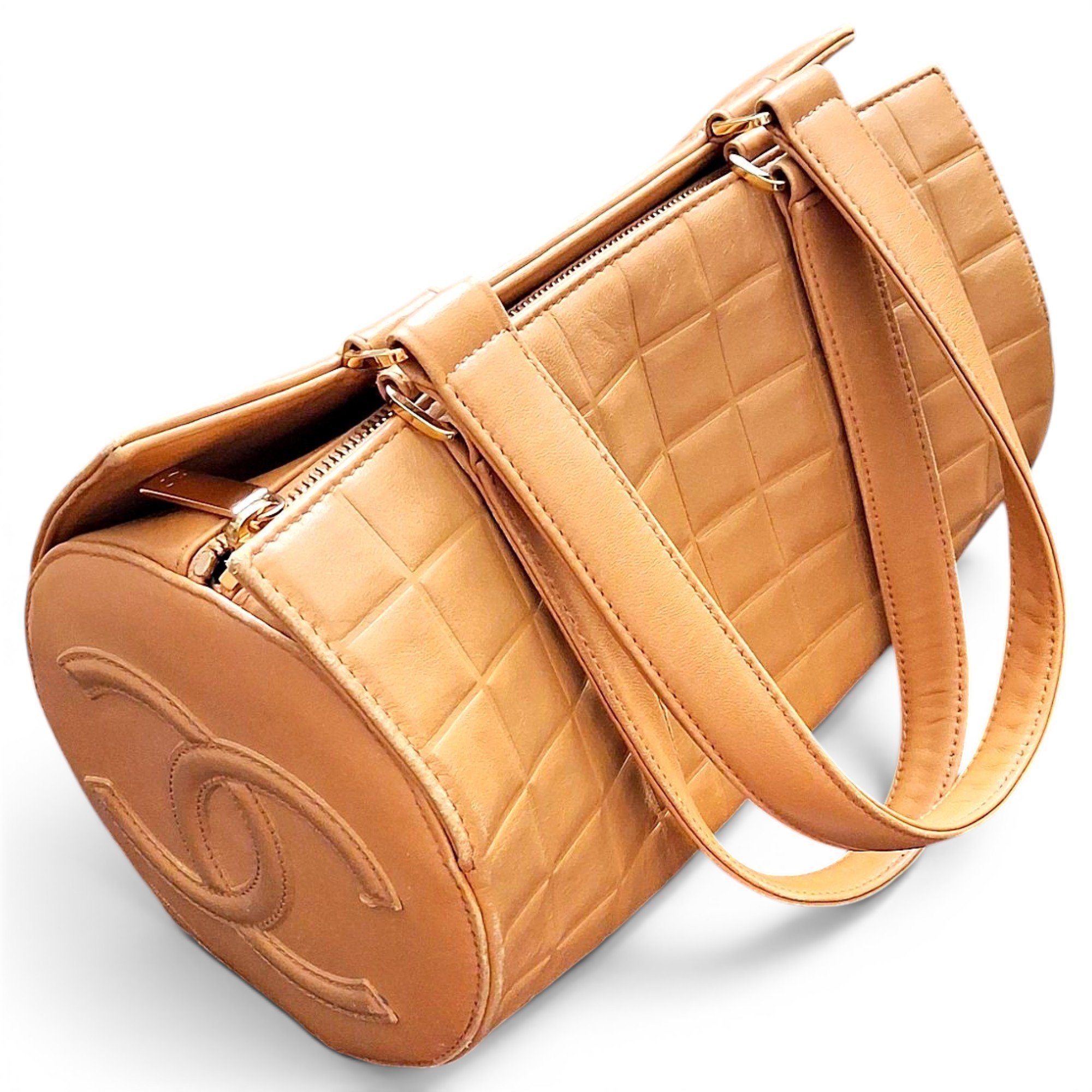 East West Chocolate Bar leather bowling bag
