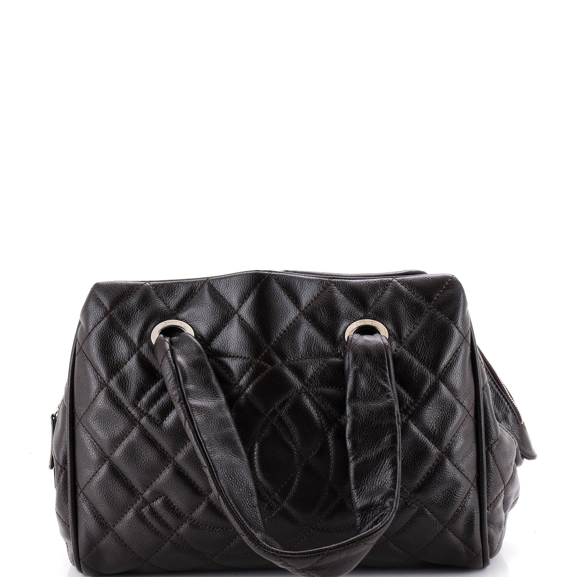 Timeless Classic Bowler Bag Quilted Caviar Large