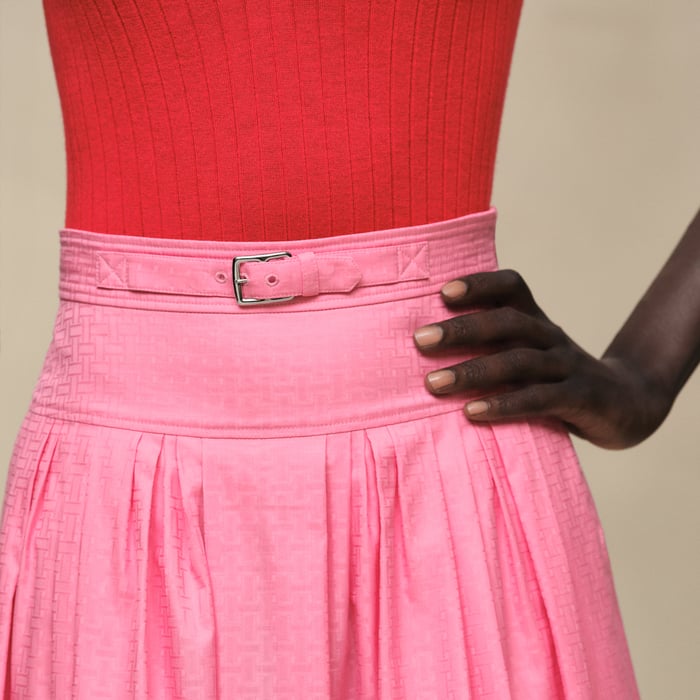 Rose Bonbon "Mosaique" Pleated Skirt With Basque