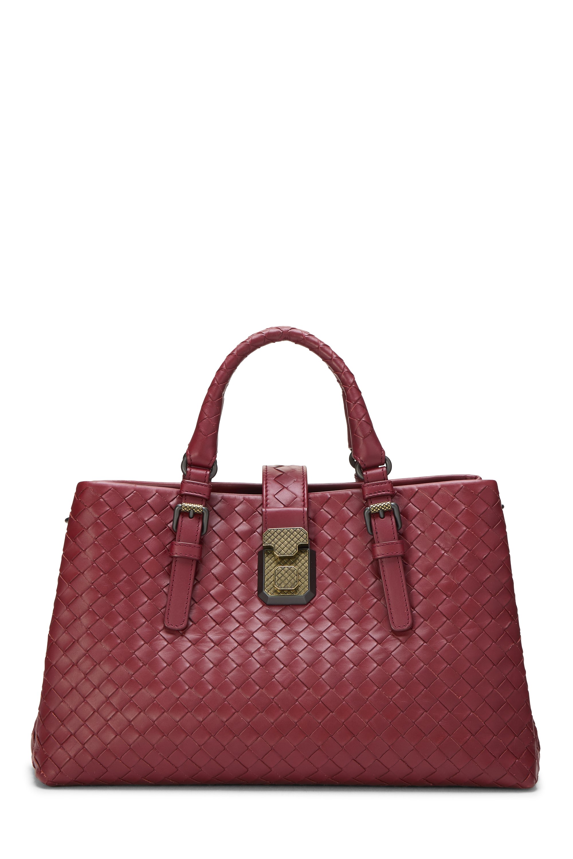 Bottega Veneta Red Intrecciato Roma Tote Small