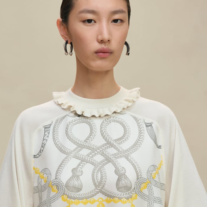 Blanc Nacre "Palefroi Remix" Long-sleeve Twillaine Sweater
