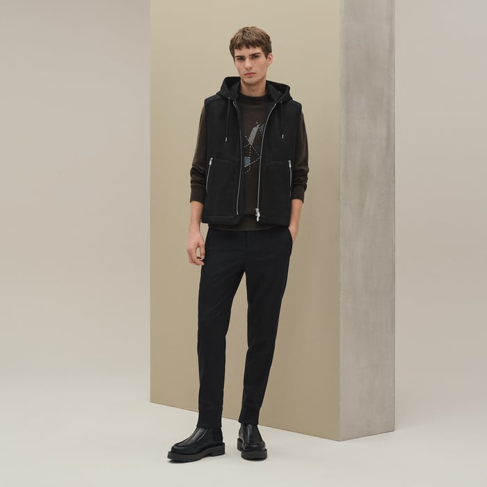 Noir Cashmere Hooded Vest