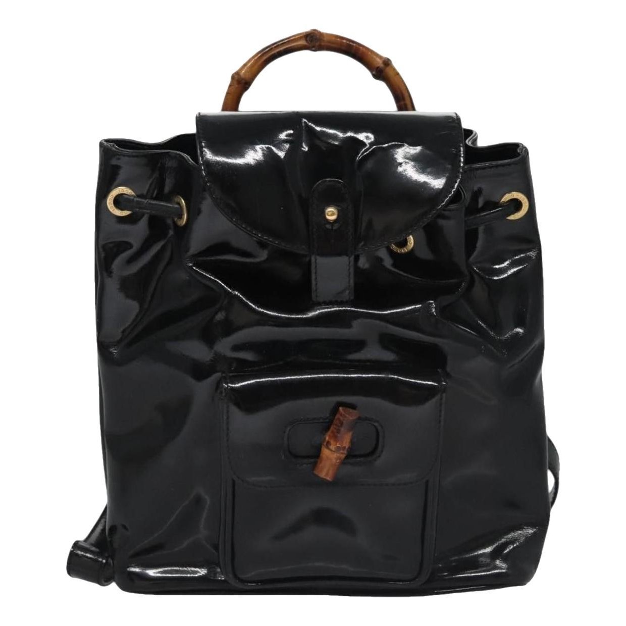 Patent leather backpack