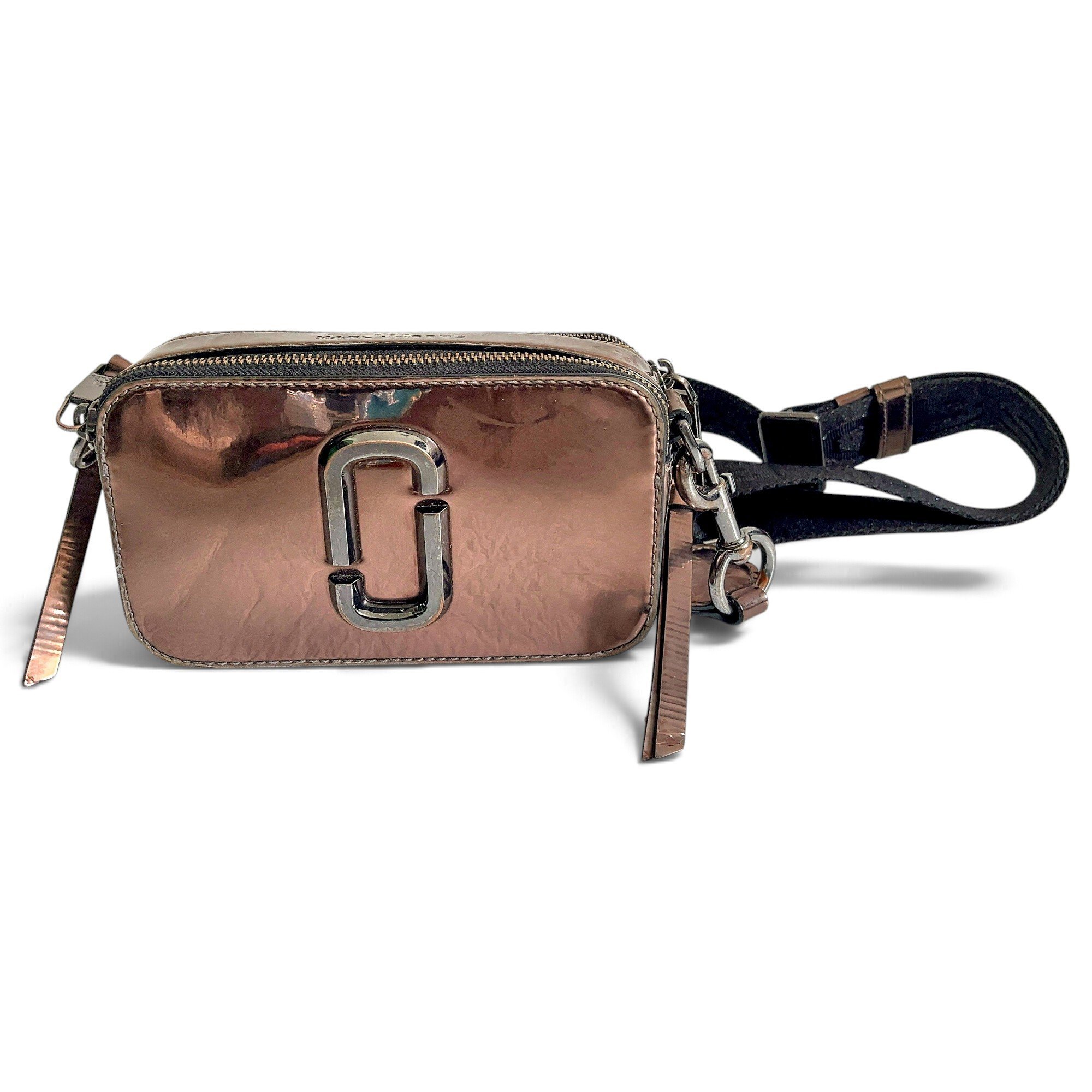 Snapshot patent leather crossbody bag