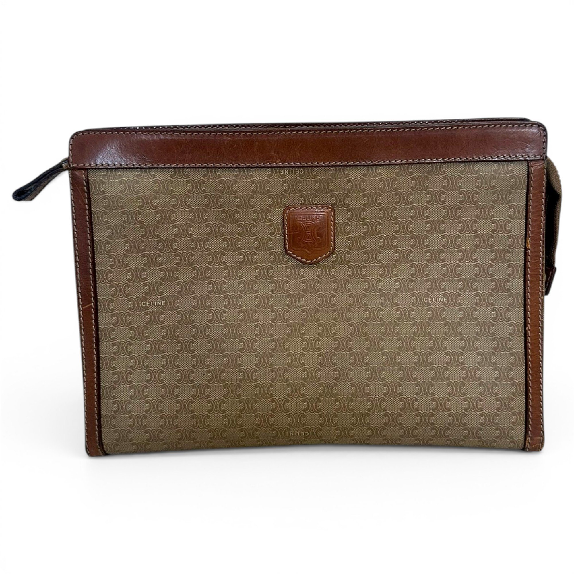Triomphe Vintage leather clutch bag