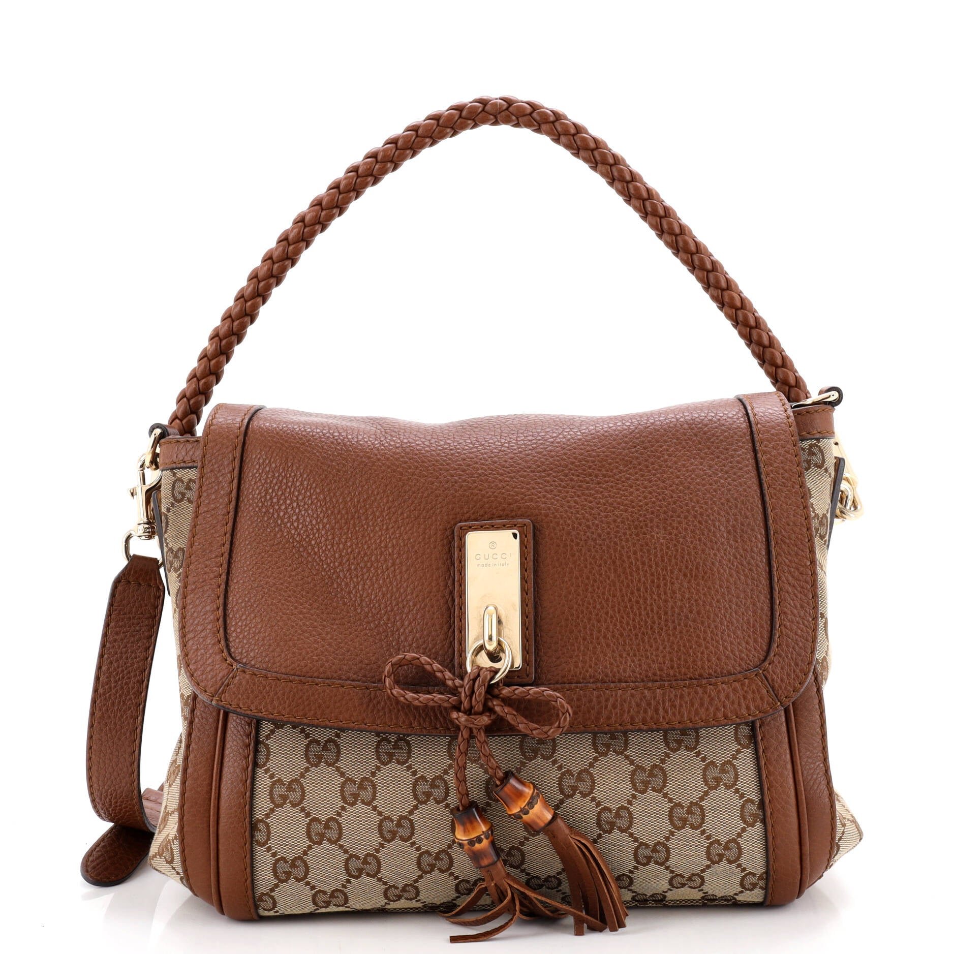 Bella Flap Shoulder Bag GG Canvas with Leather Medium