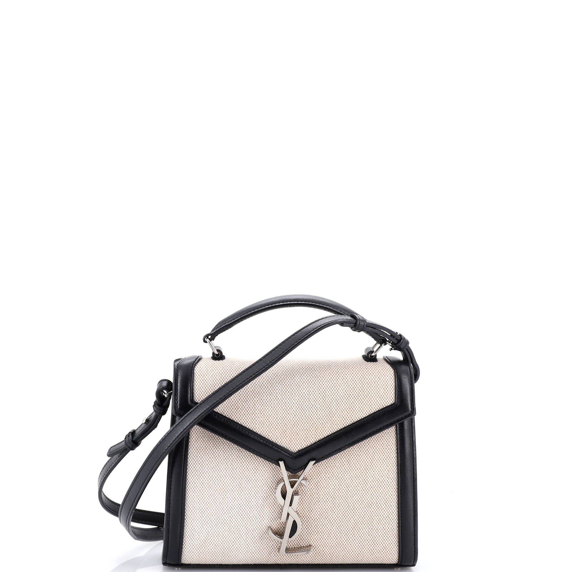 Cassandra Top Handle Bag Canvas with Leather Mini