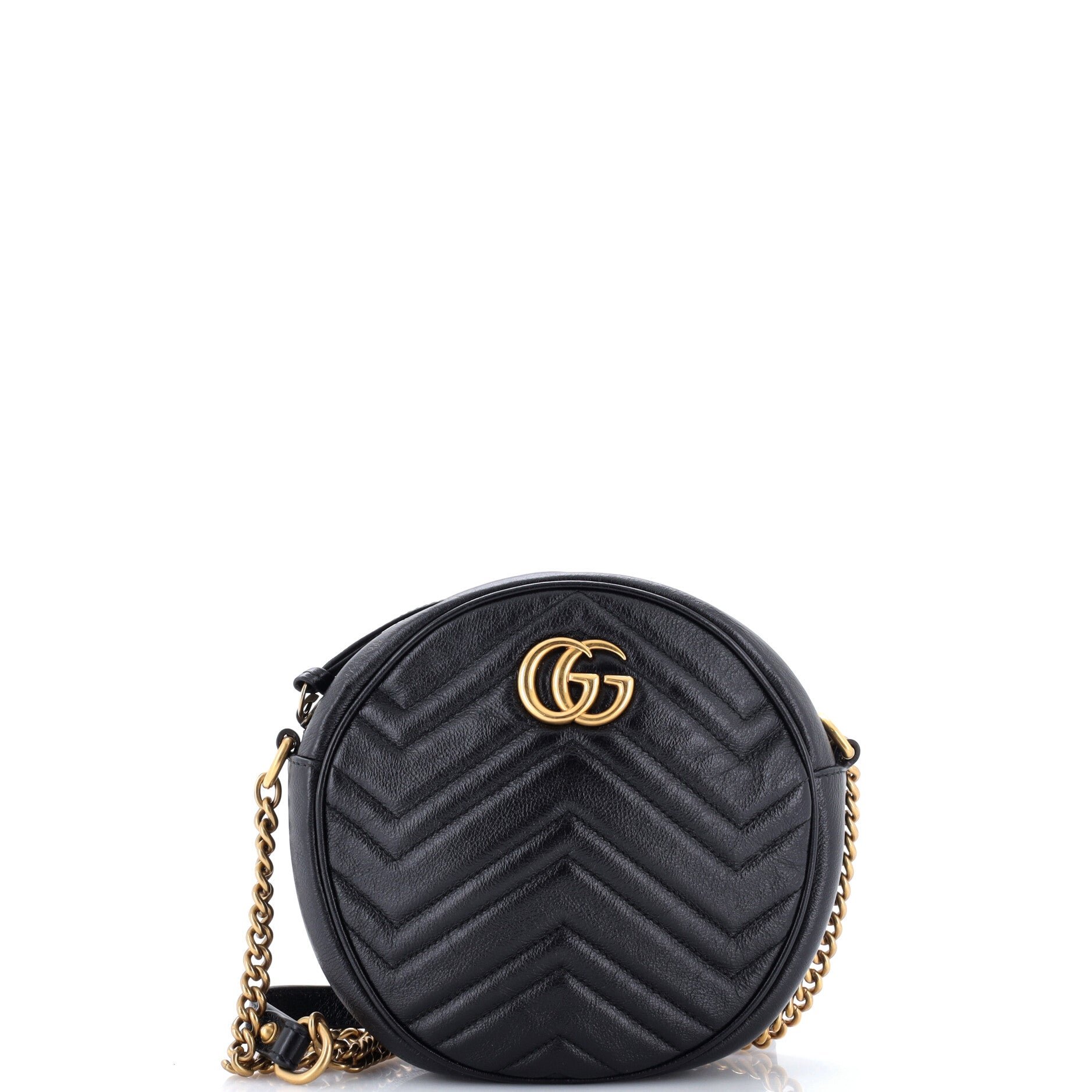 GG Marmont Round Shoulder Bag Matelasse Leather Mini