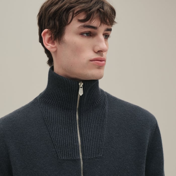 Ardoise Cashmere "Maillon Chaine d'Ancre" Full-zip Jacket