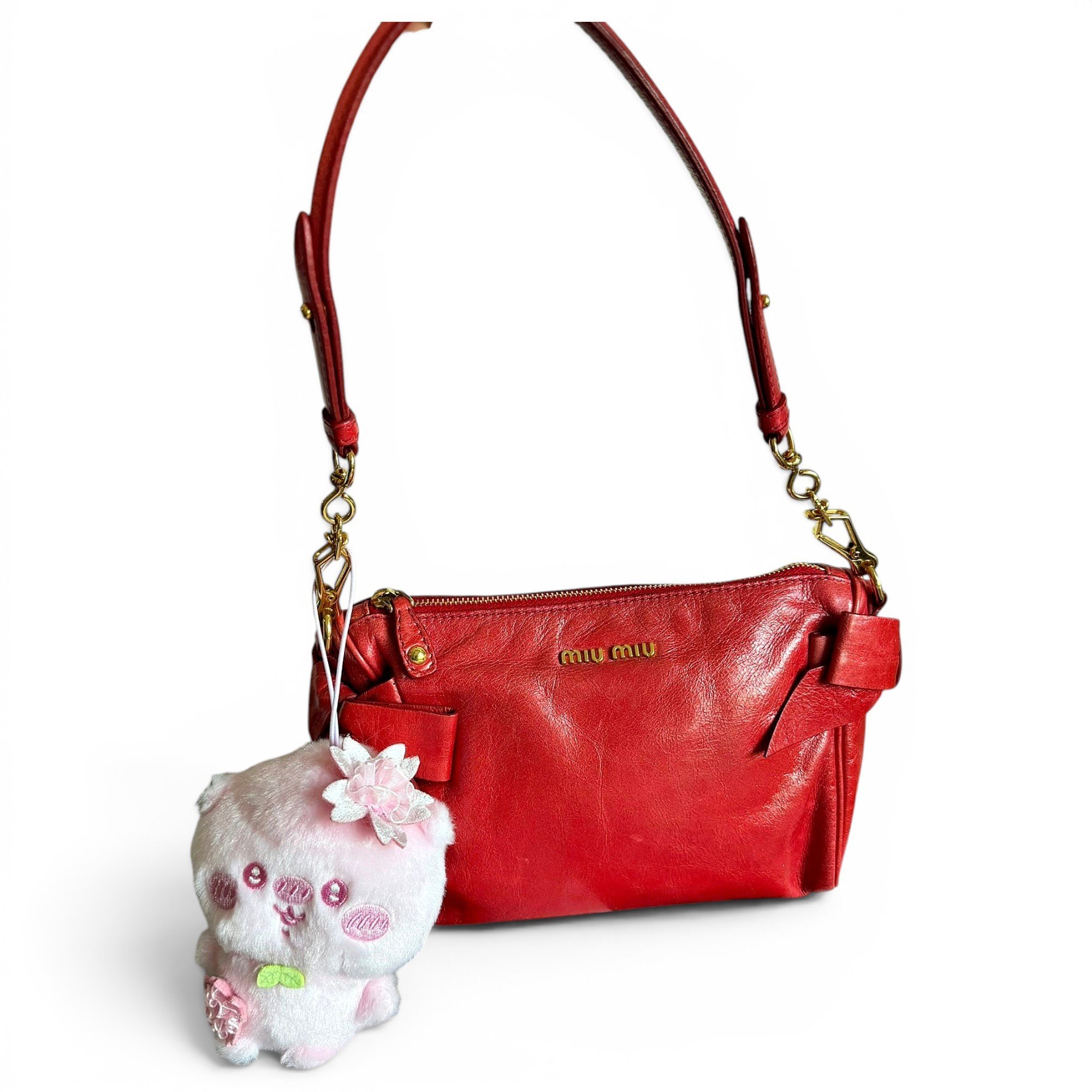 Bow bag leather handbag