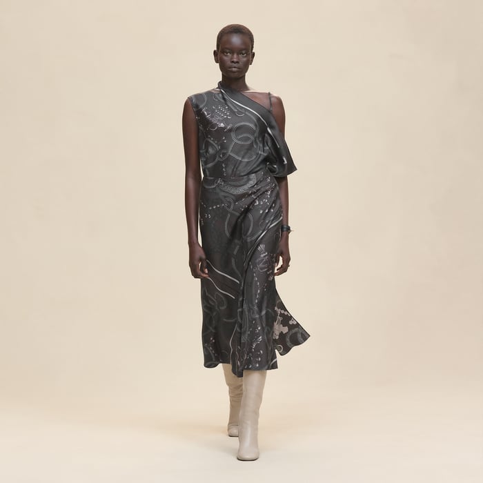 Gris Charbon "Palefroi Remix" Flowy Slanted Skirt