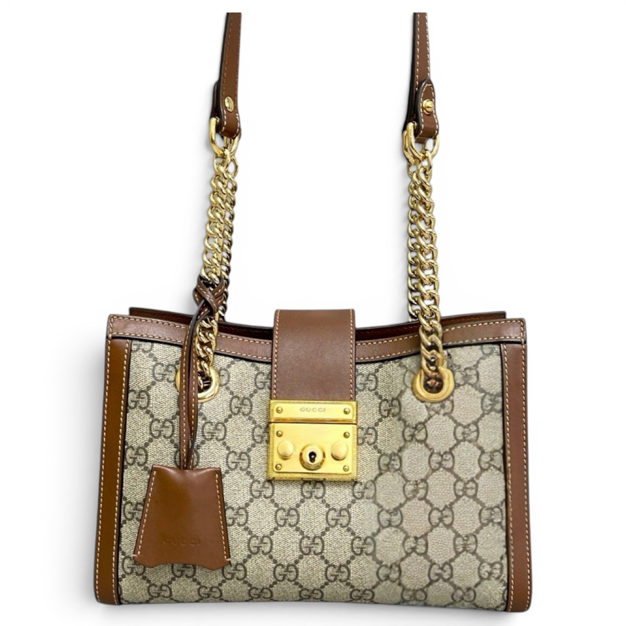 Padlock leather handbag