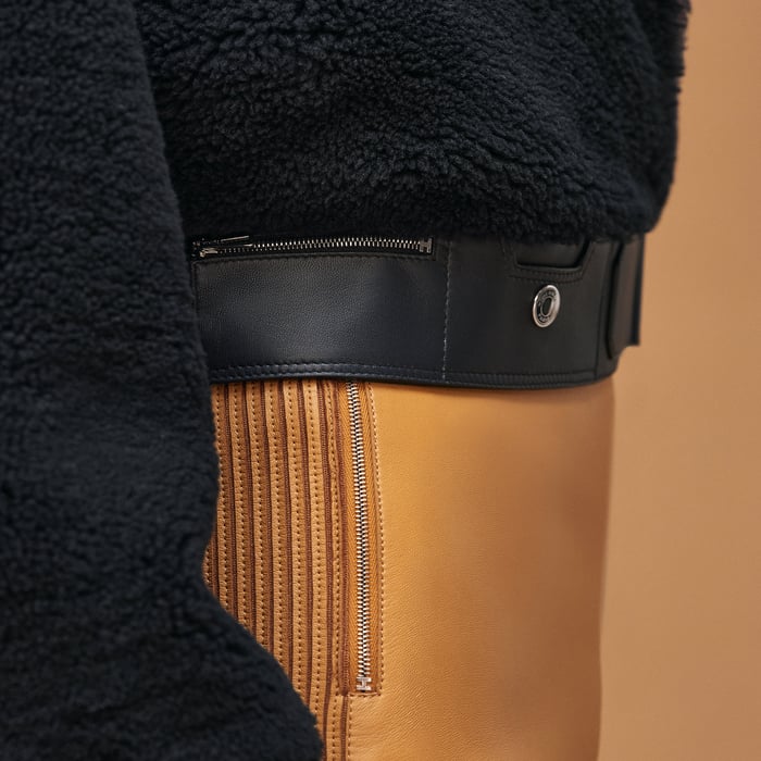 Bleu Noir Short Leather Coat